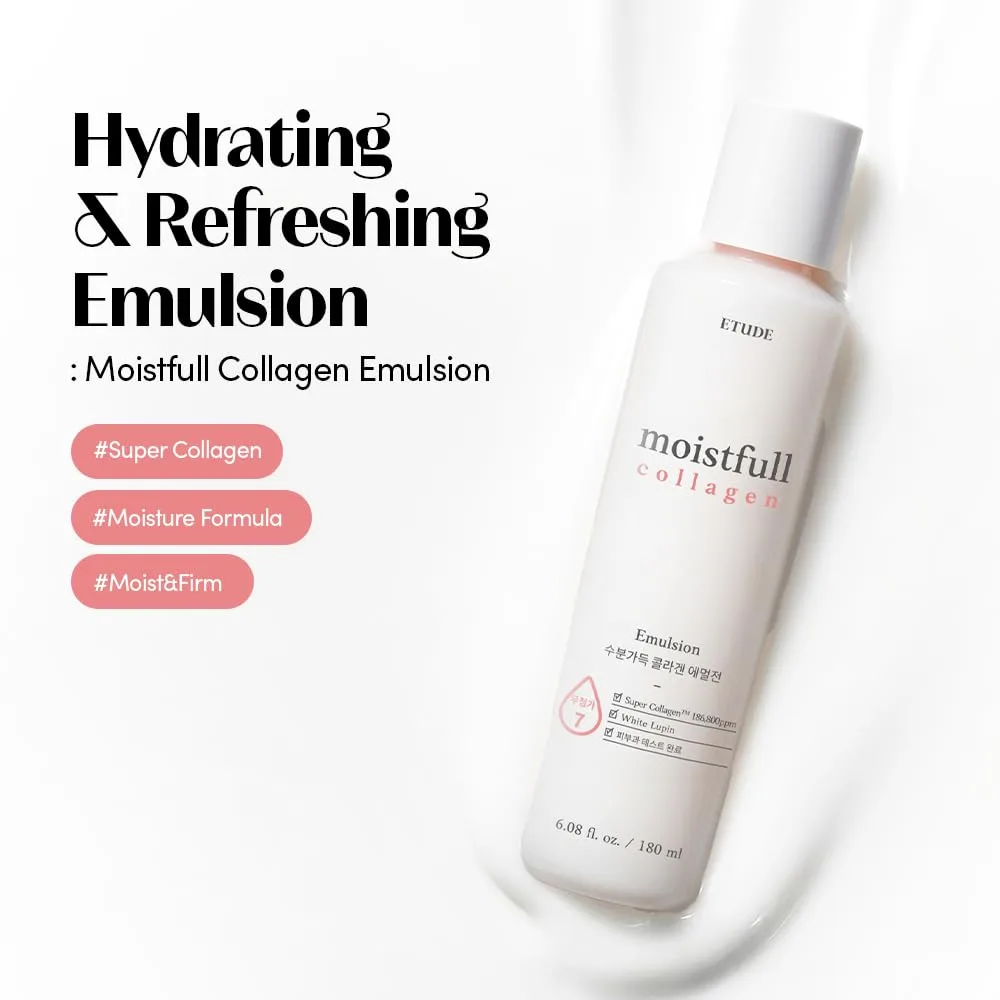 ETUDE Moistfull Collagen Facial Emulsion, Face Moisturizer, 6.08 fl oz