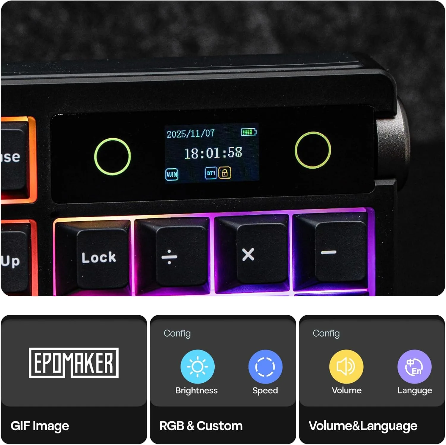 EPOMAKER TH108 PRO Full Size Mechanical Keyboard with Screen & Knob