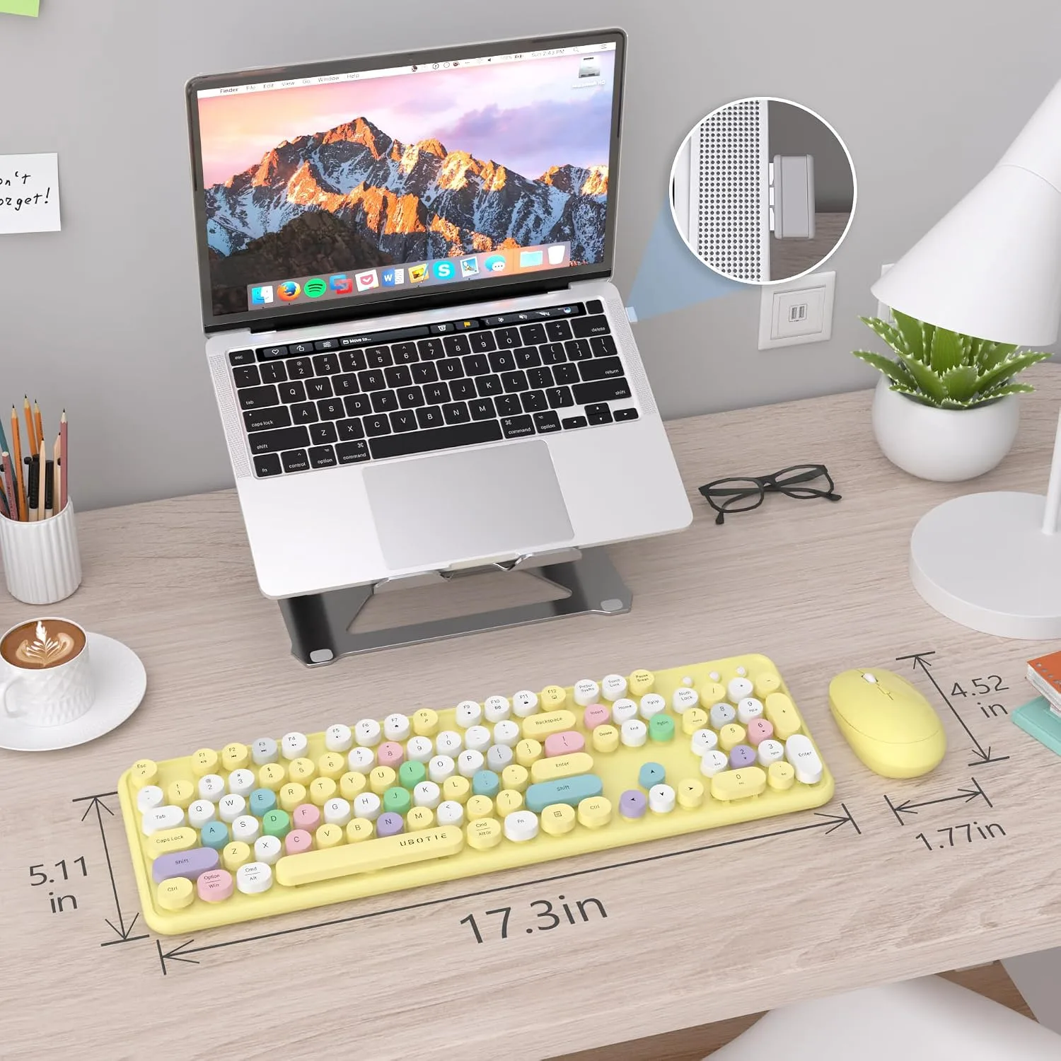 UBOTIE Colorful Wireless Keyboard and Mouse Combo (Yellow-Polychrome)