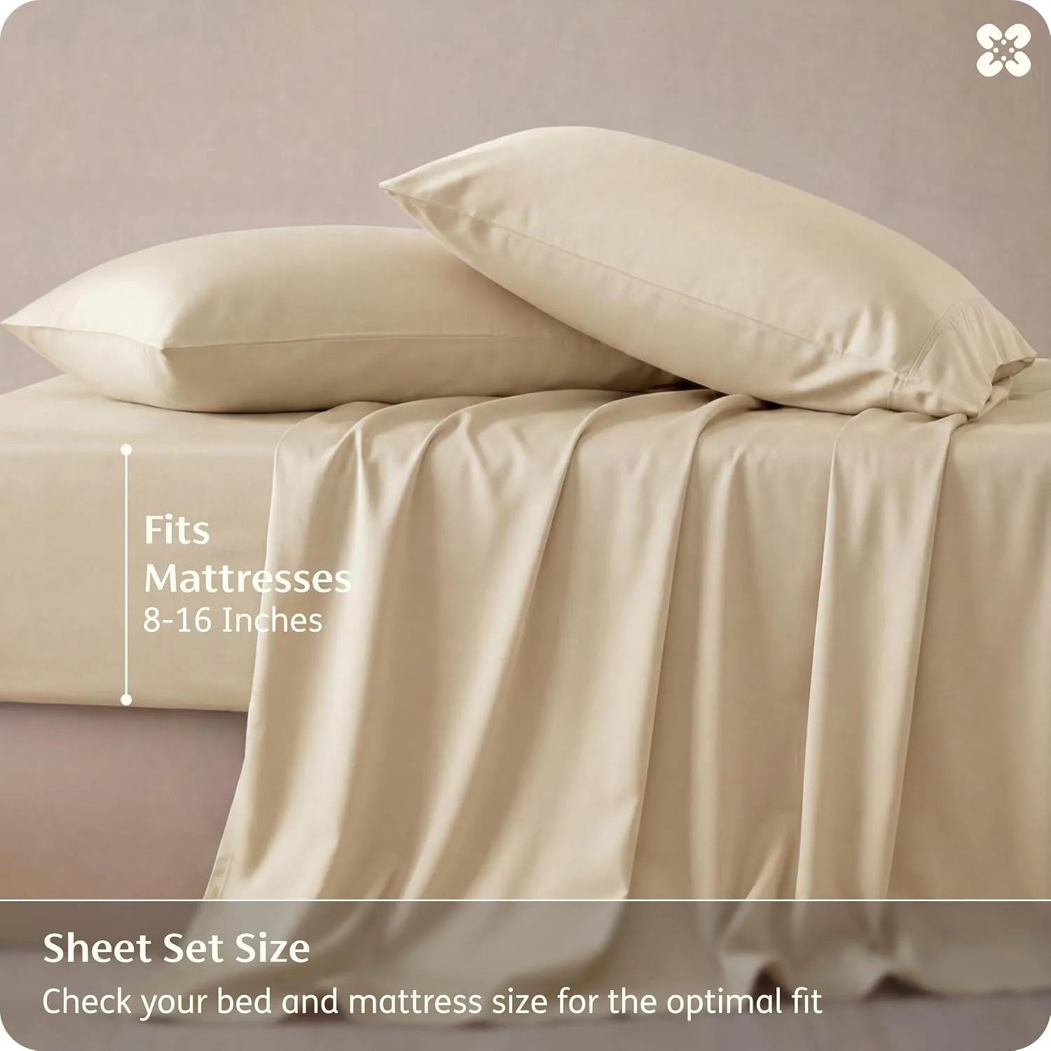 Bedsure PureWoven 100% Rayon Derived from Bamboo, Full Size Sheets, 4 PCS