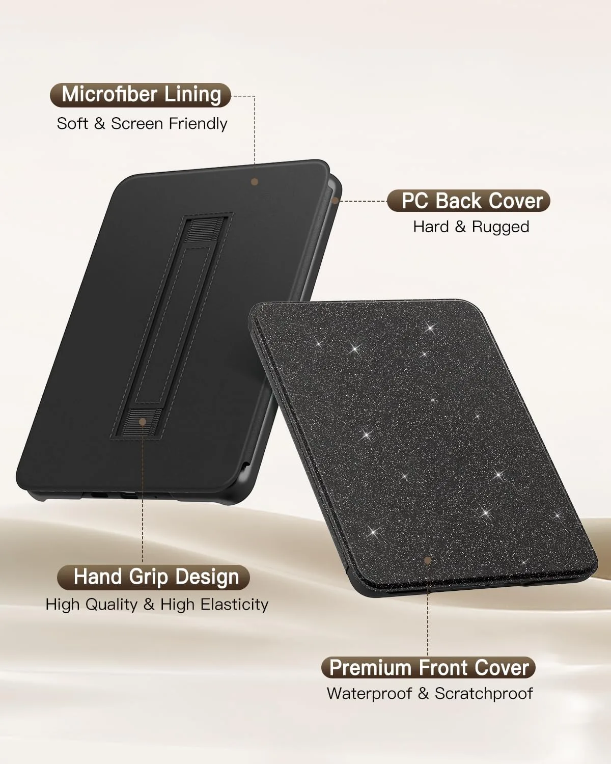 MoKo Case for 7" Kindle Paperwhite 12th Gen 2024, Balck & Glitter