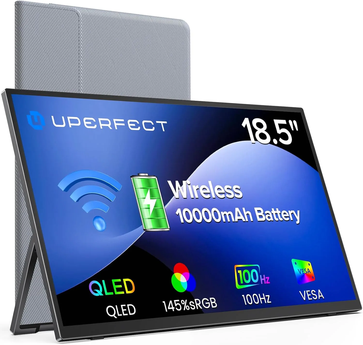 UPERFECT 18.5" 1080P 100Hz Wireless Portable Monitor with Battery 10000mAh