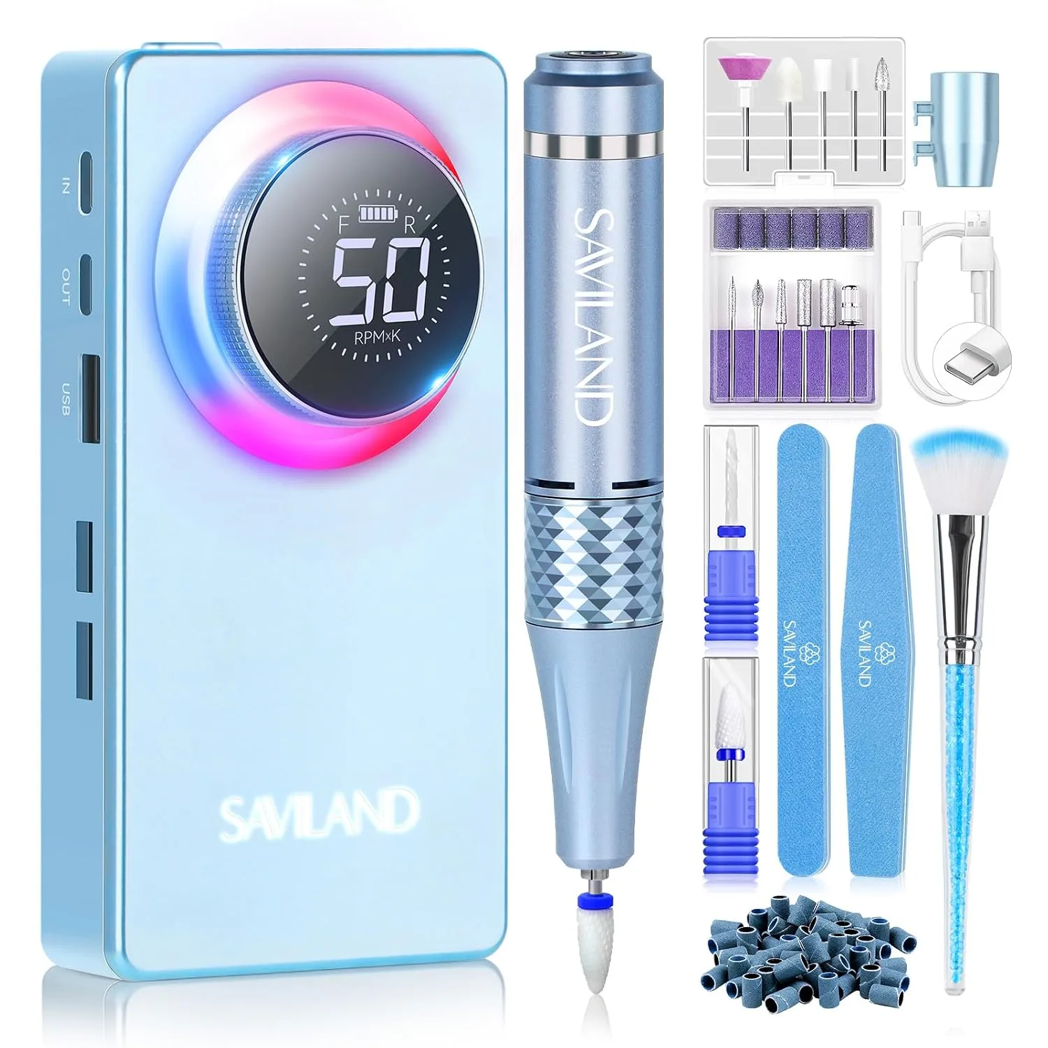 SAVILAND Professional Electric Nail Drill Kit 50000RPM for Acrylic Nails