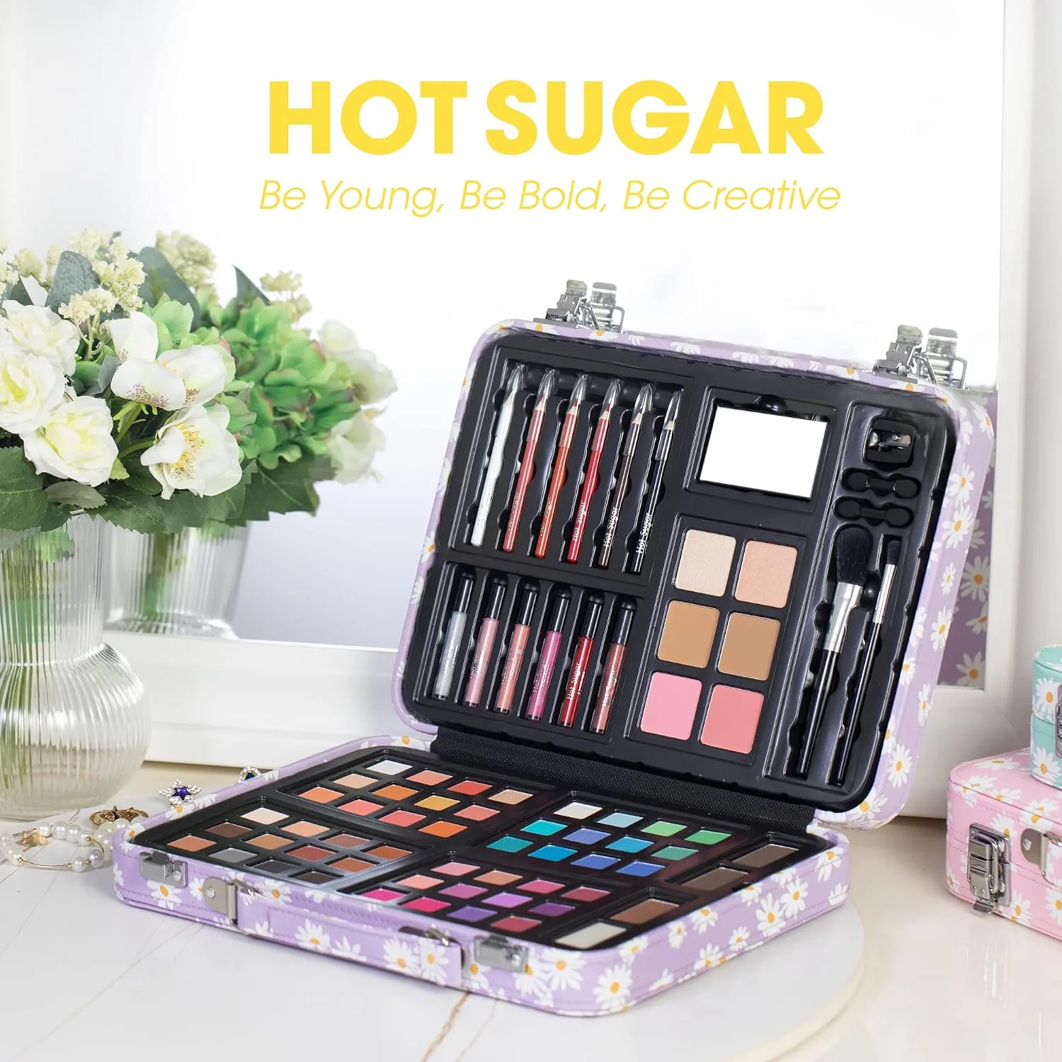Hot Sugar Makeup Kit Deluxe Starter Gift Set for Teenagers, Purple Daisy