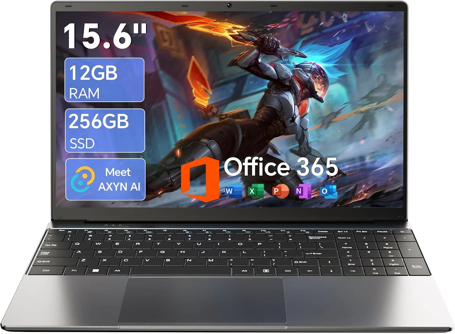 15.6'' AI Laptop with Office 365 12GB RAM 256GB SSD Win 11 Laptops
