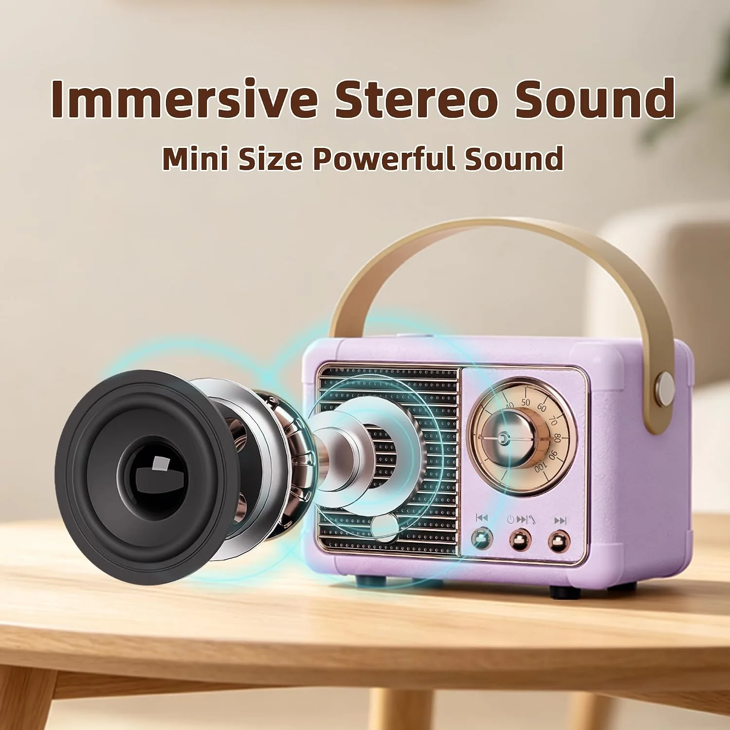 Baolira Retro Bluetooth Speaker, Gifts for Teen Girls Women, Purple Decor