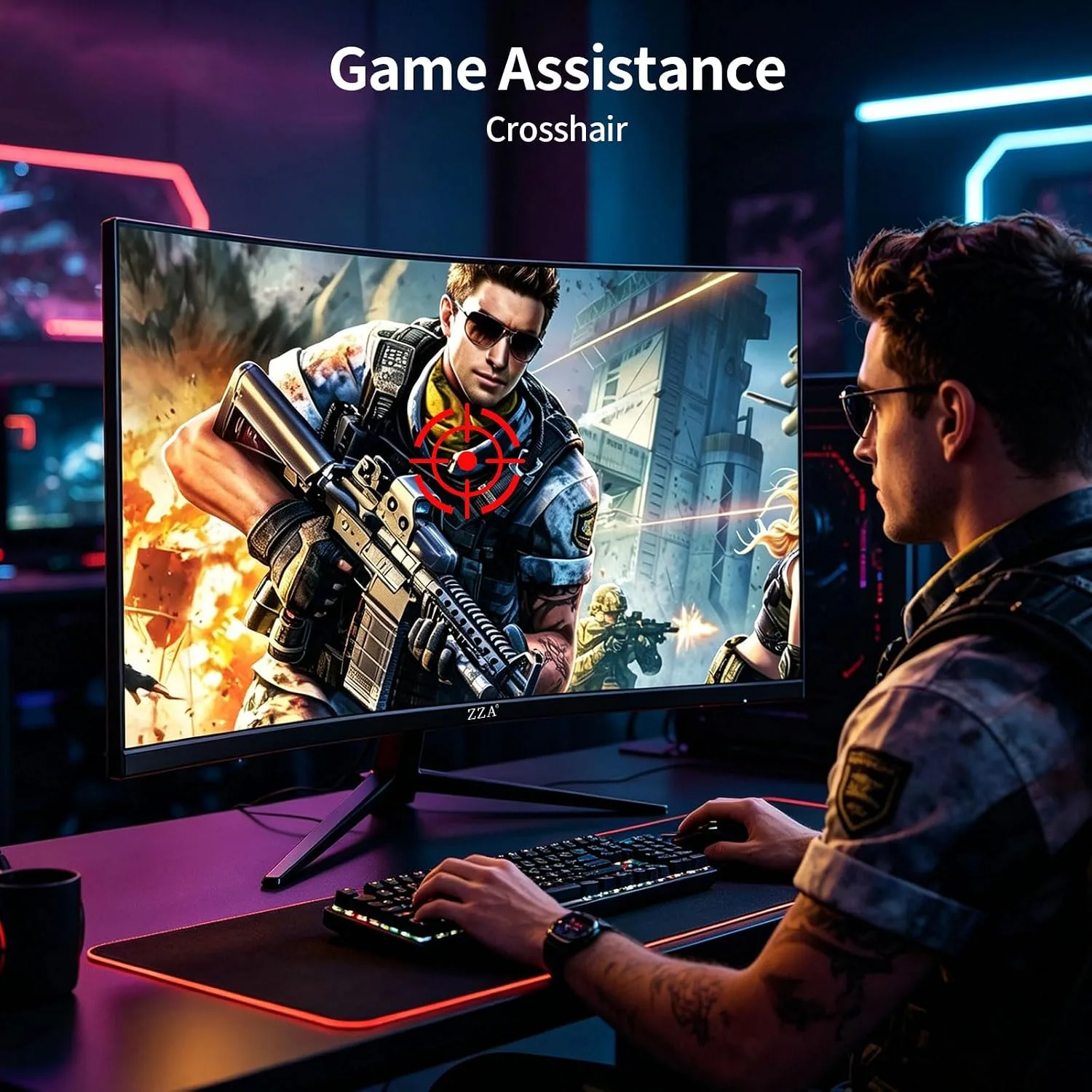 ZZA 27 Inch Curved Gaming Monitor 280Hz, FHD 1080P PC Monitor, 1ms Gamer Screen, AMD FreeSync Premium, 100% sRGB, VESA Mountable, Eye Care Computer Monitor for Gaming Home Office