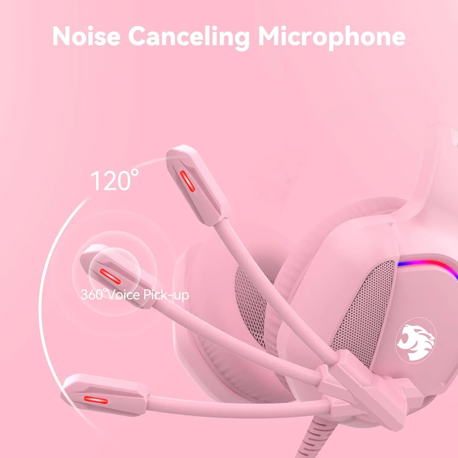 IMYB A36 Pink Gaming Headset with Mic Stereo Headphones for Pc, PS5, Xbox