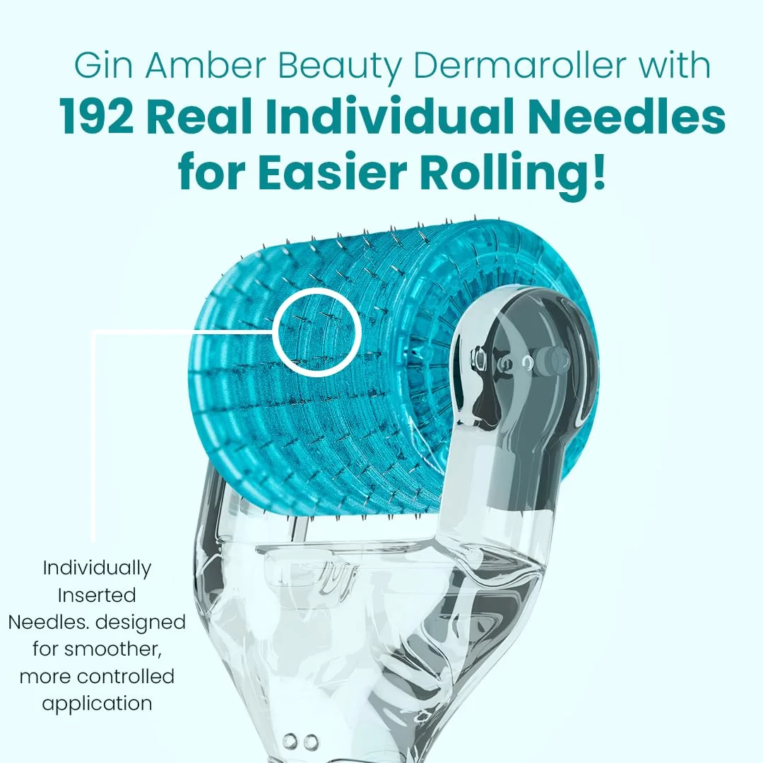 Gin Amber 0.25mm Derma Roller for Face Microneedling - 192 Microneedles