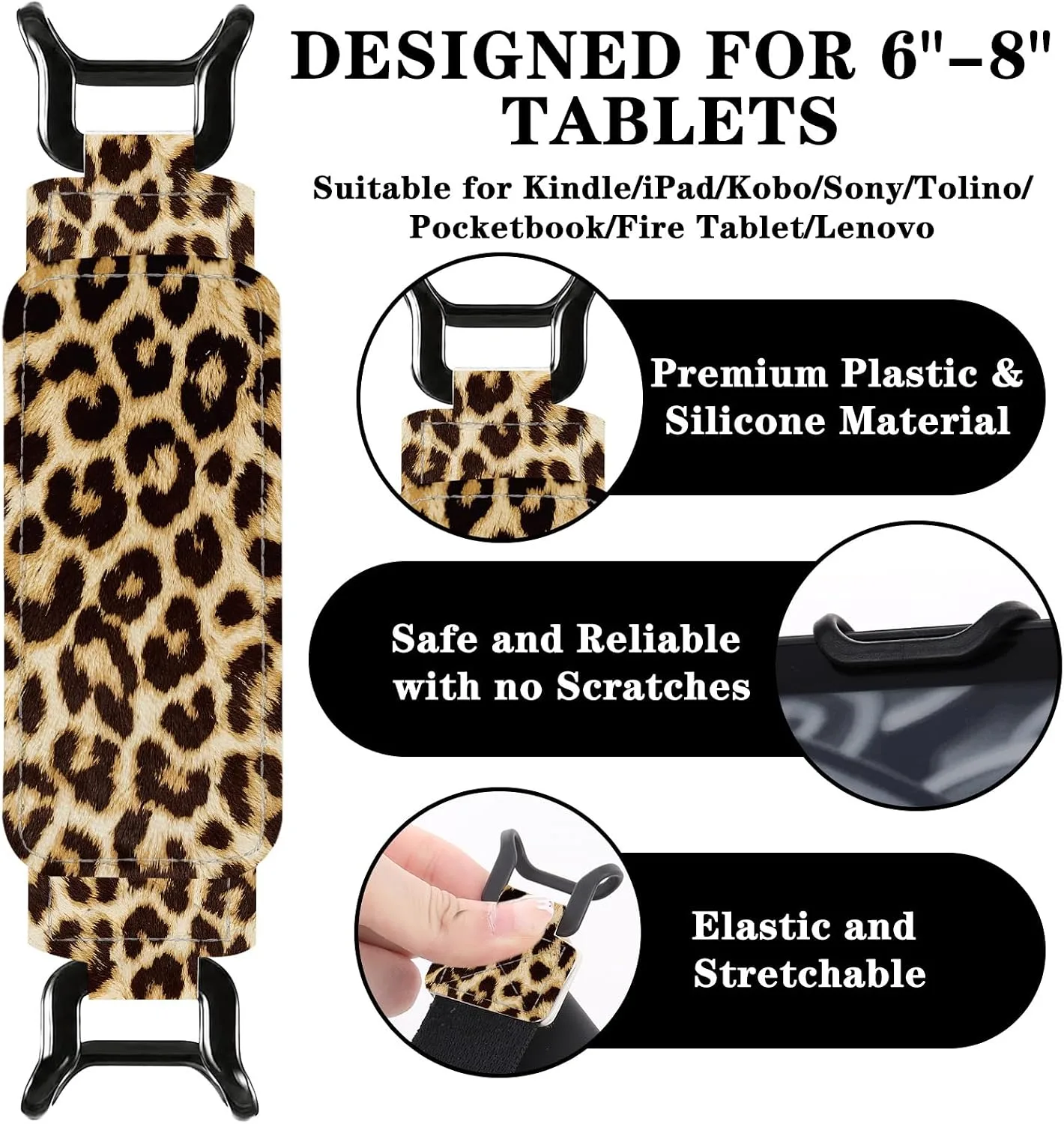 Hand Strap Holder for Kindle Brown Leopard