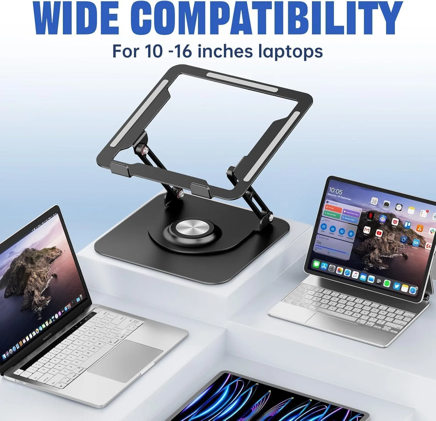 Laptop Stand for desk(360°Rotating),Aluminum laptop Riser for 10-16"Laptops