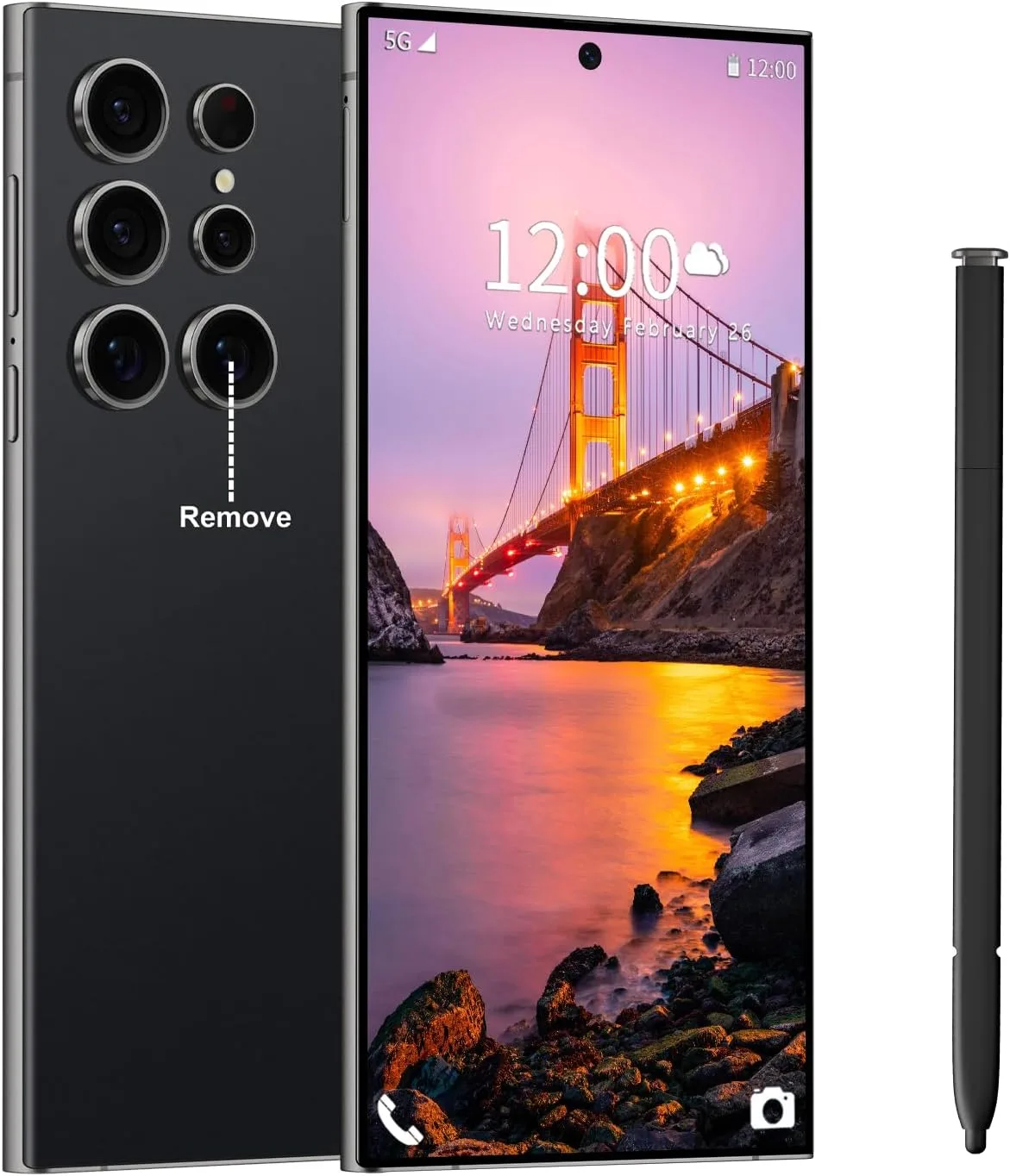 Huness I24 Ultra Unlocked Phone,Built in Pen The Phone,Smartphone Battery 6800mAh 6.8" HD Screen,Android 14 16+512GB with 128GB Memory Card Cell Phone,5G/Face ID/Fingerprint Lock/GPS (Orange, 16+512)