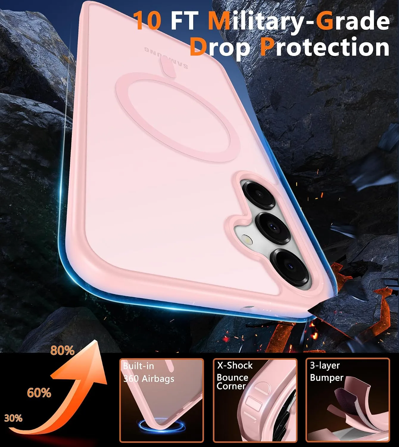 FNTCASE for Samsung Galaxy A26 5G Phone Case, Fit for Magsafe, Light Pink