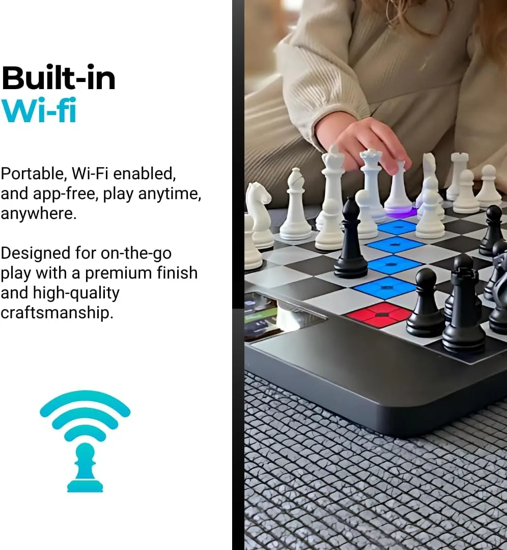 ChessUp 2 - Electronic Chess Board by Bryght Labs - Built-in WiFi, Chess Engine - Includes Chess Set TouchSense Pieces - Light Up Smart Chess Board - with AI, Lessons, Wireless Play & Companion App