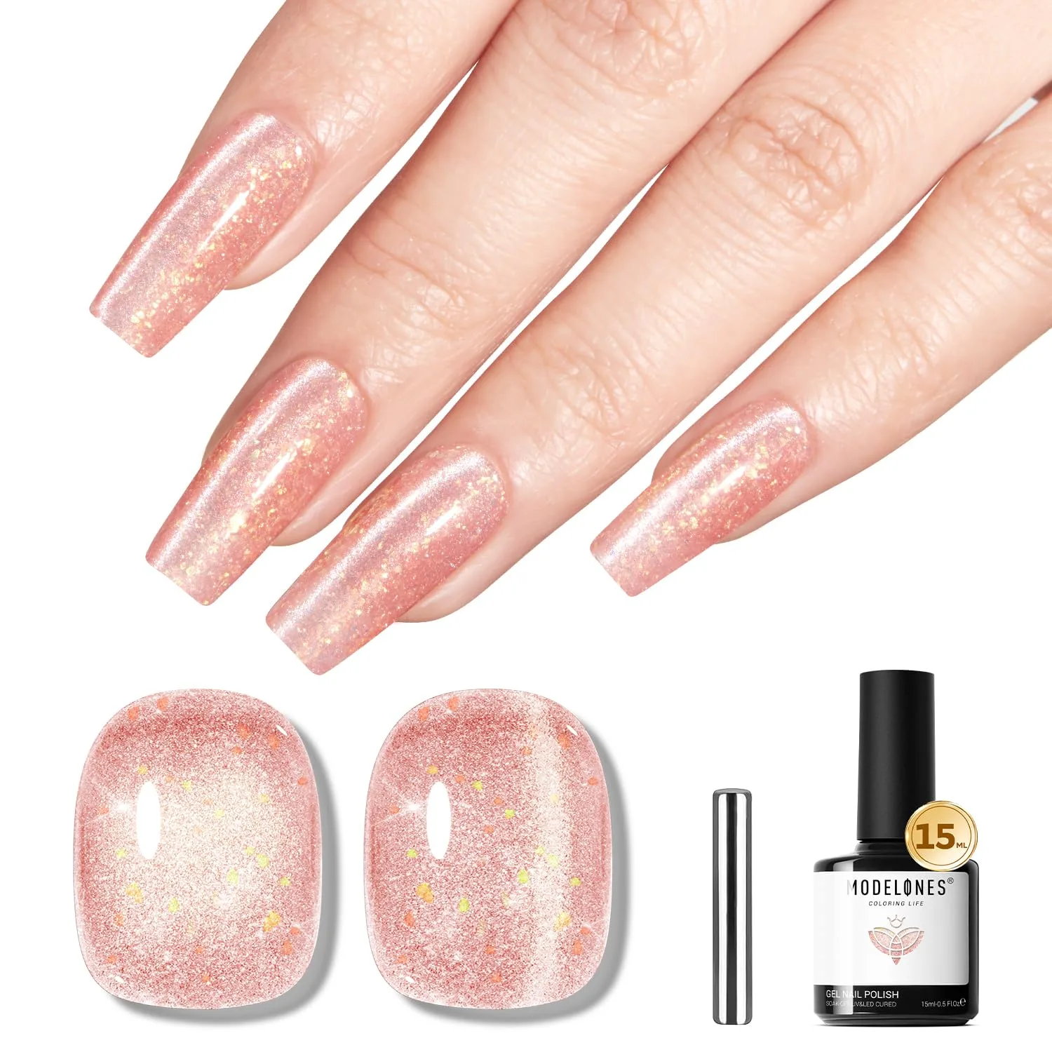 modelones Nude Cat Eye Pink Gel Polish 9D Cateye with Magnet