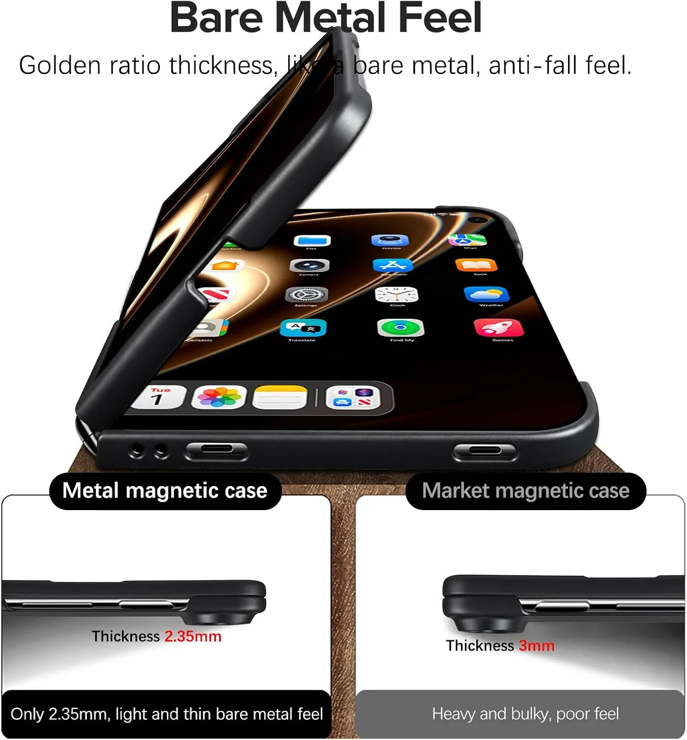 Case for iPhone Duo, Magnetic Phone Case Compatible with Mag-Safe，Black