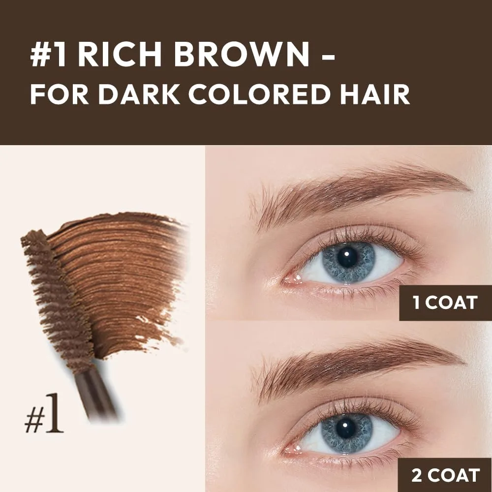 ETUDE Color My Brows Big Size Brow Mascara, Rich Brown, Eyebrow Tint