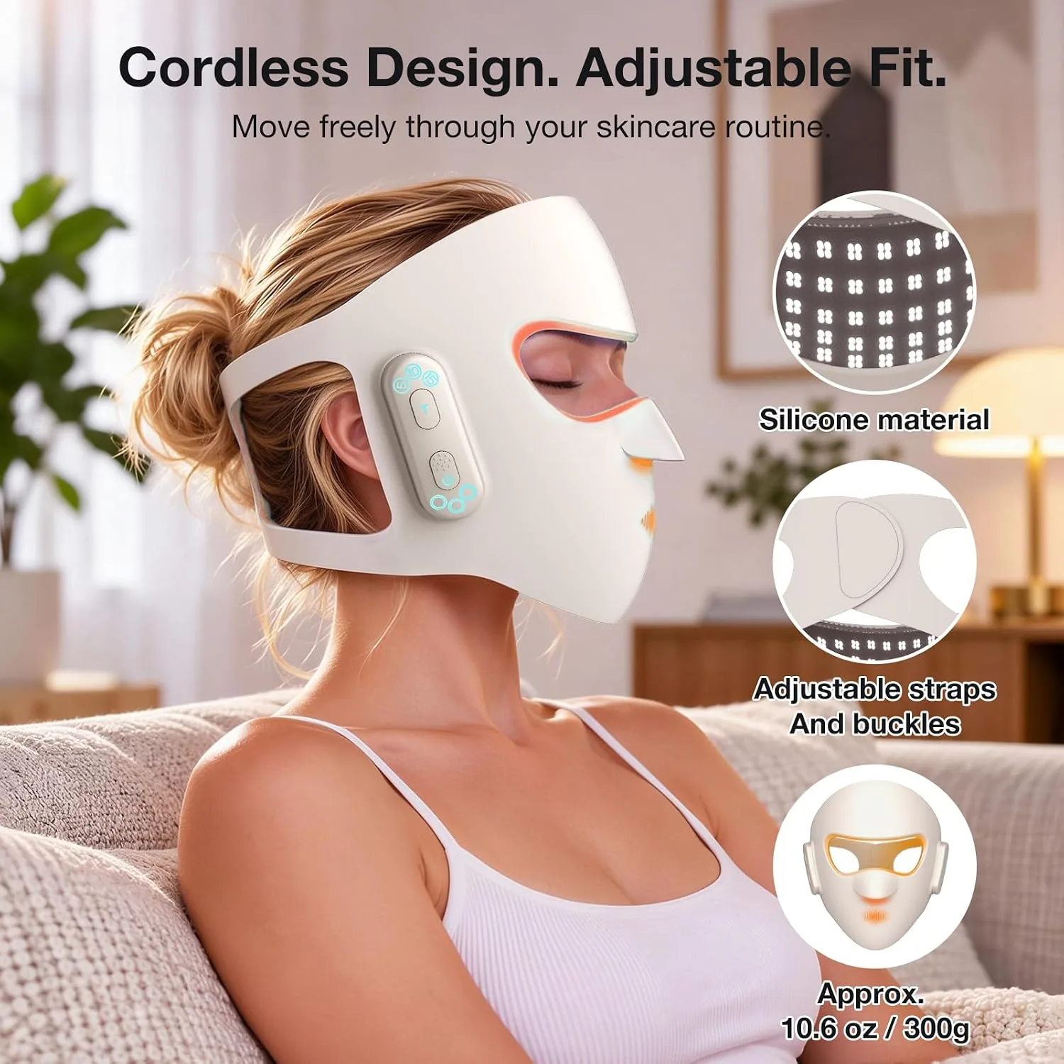 Red Light Therapy Mask for Face, Wireless LED Face Mask, 416 LEDs