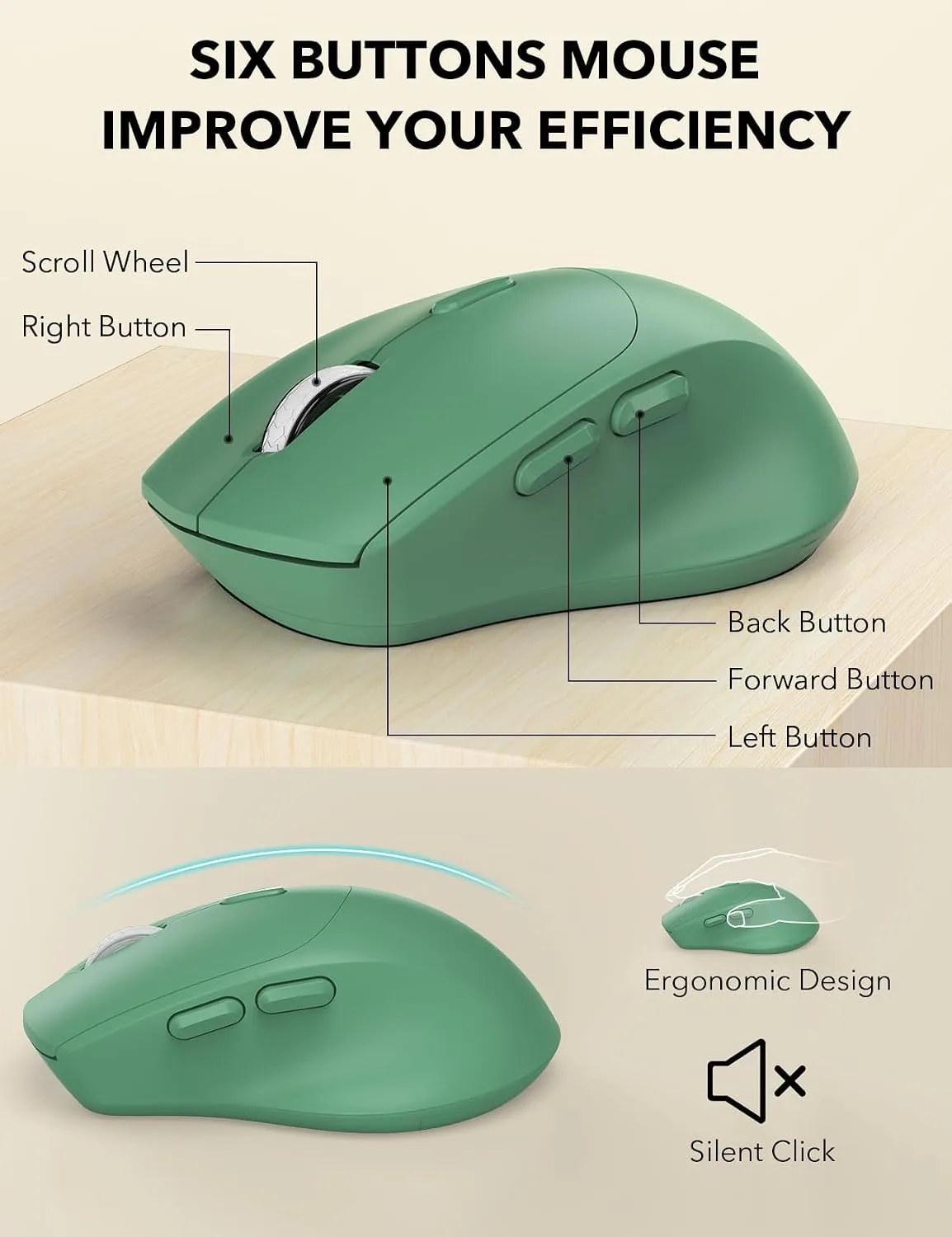 Wireless Keyboard and Mouse Combo - Full-Sized, Ergonomic Wrist Rest