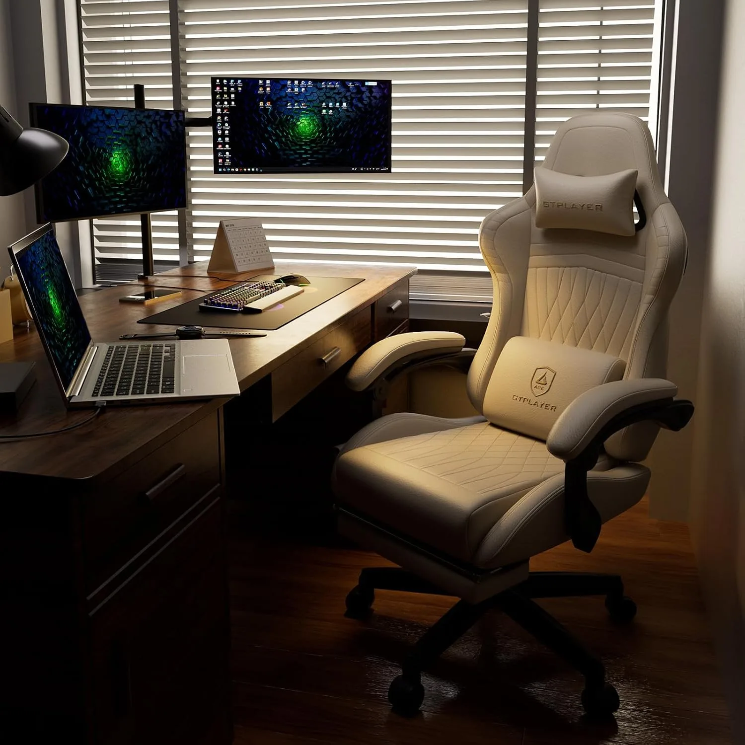 GTPLAYER Gaming Chair, Comfort Computer Office Chair for Adults, Ivory
