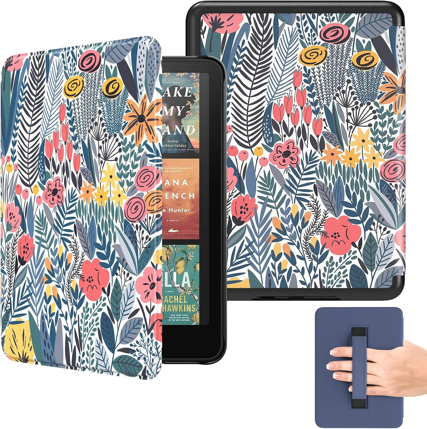 MoKo Case for 7" Ebook Reader(12th Gen 2024) and E-Reader, Blue Leaf Flower