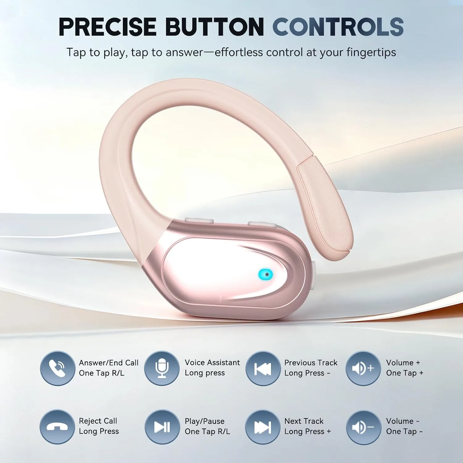 HAOYUYAN Wireless Earbuds, Sports Bluetooth Ear Buds Headphones Rose Gold