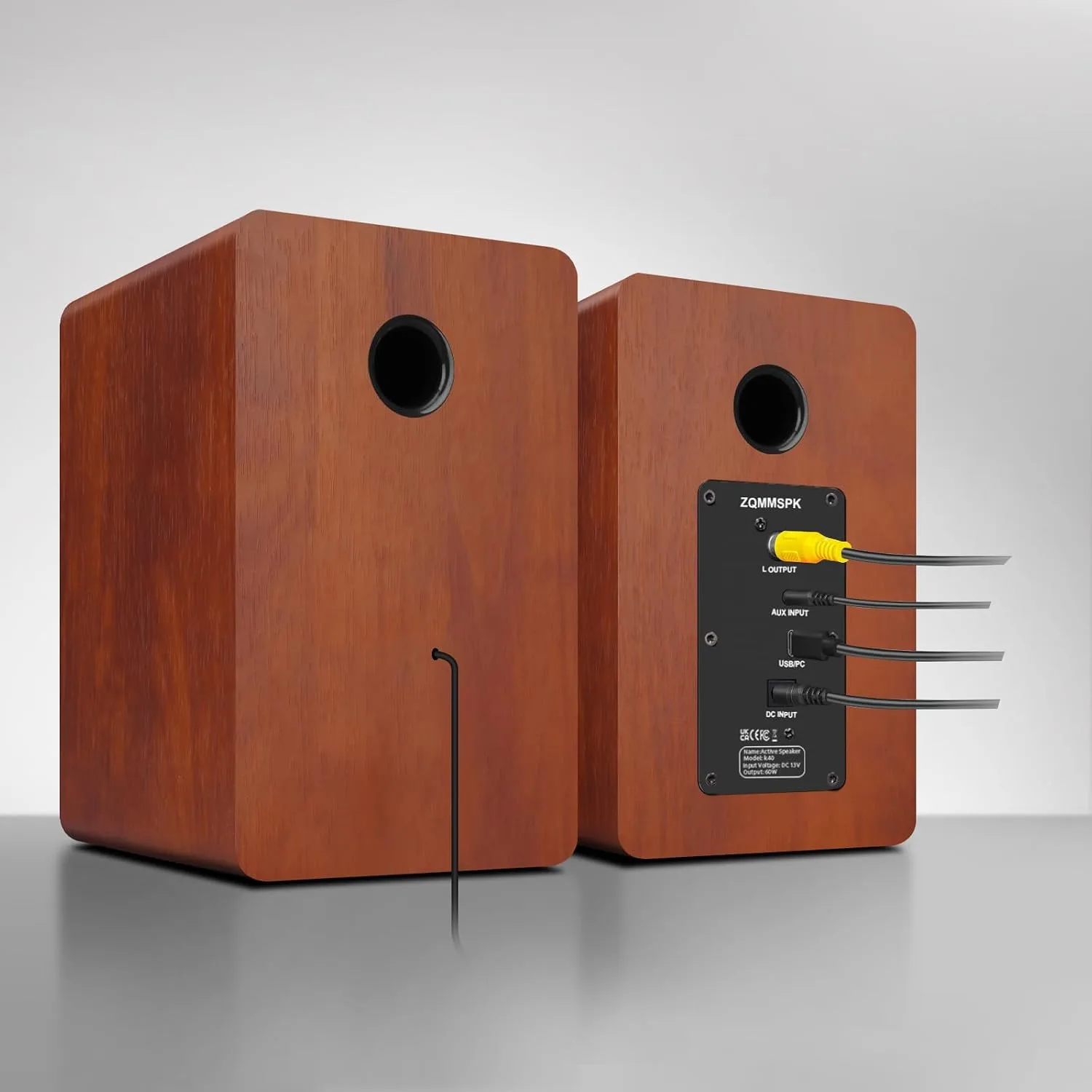 Computer Speakers, Bluetooth 5.3, USB-C, AUX/RCA, 3.5-Inch Woofer, Brown