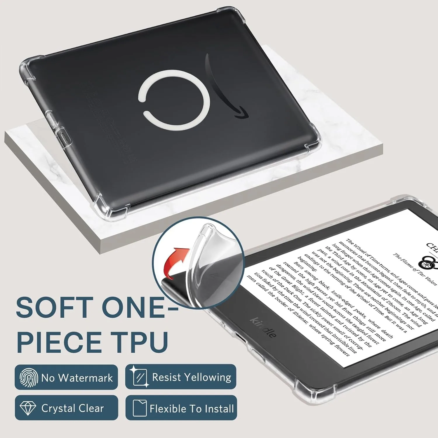 CoBak Magnetic Ring Clear Case for 6" Kindle Basic 12th Generation 2026