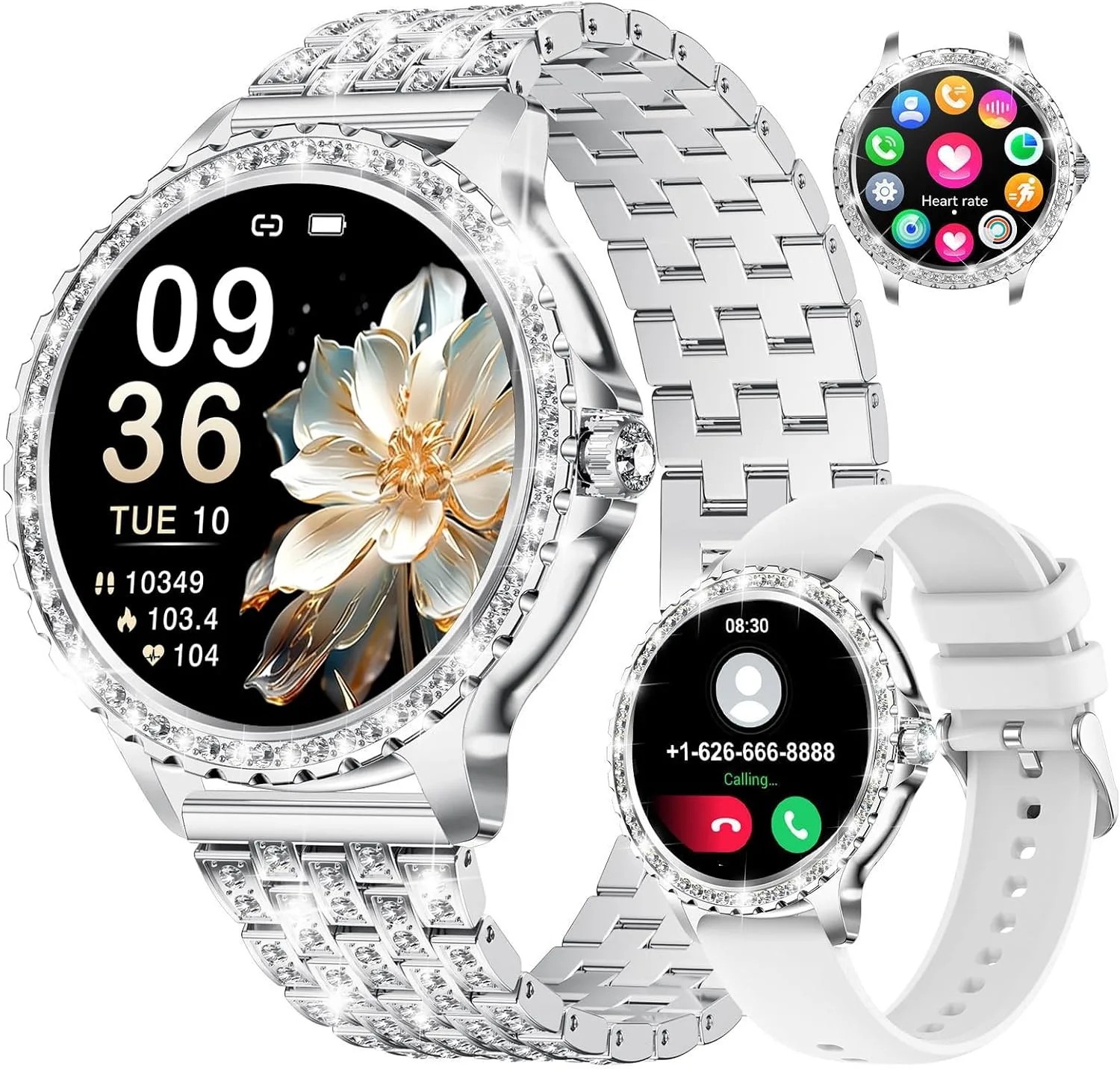 LIGE Smart Watches for Women,1.32" HD Fitness Tracker Watch with Answer/Make Call,AI Voice Control,Heart Rate/Calories/SpO2 Monitor 100+ Sport Modes Ladies Smart Watch for Android iOS (Silver-A)