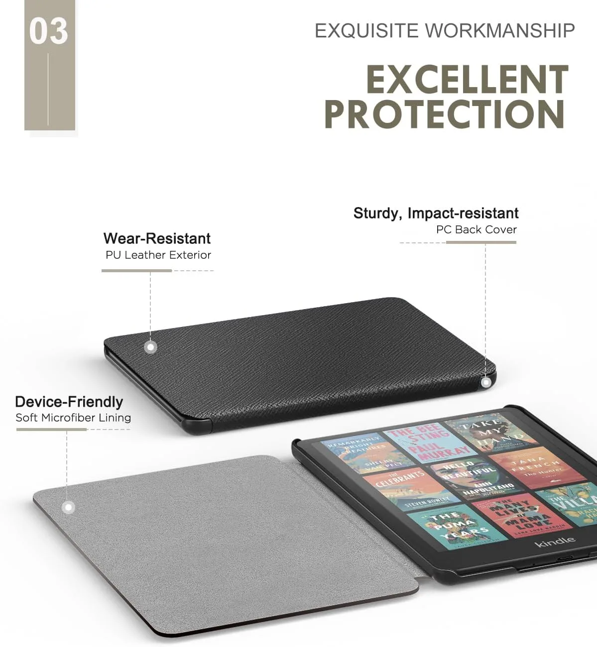 Moko Case for 7" Kindle Paperwhite 12th Gen 2024/Colorsoft, Black