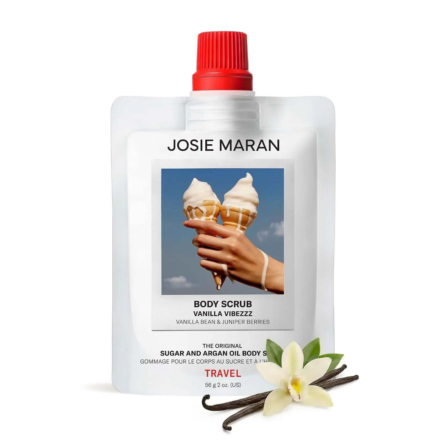 Josie Maran Vanilla Vibezzz Whipped Argan Body Butter, Travel Size, 2 fl oz