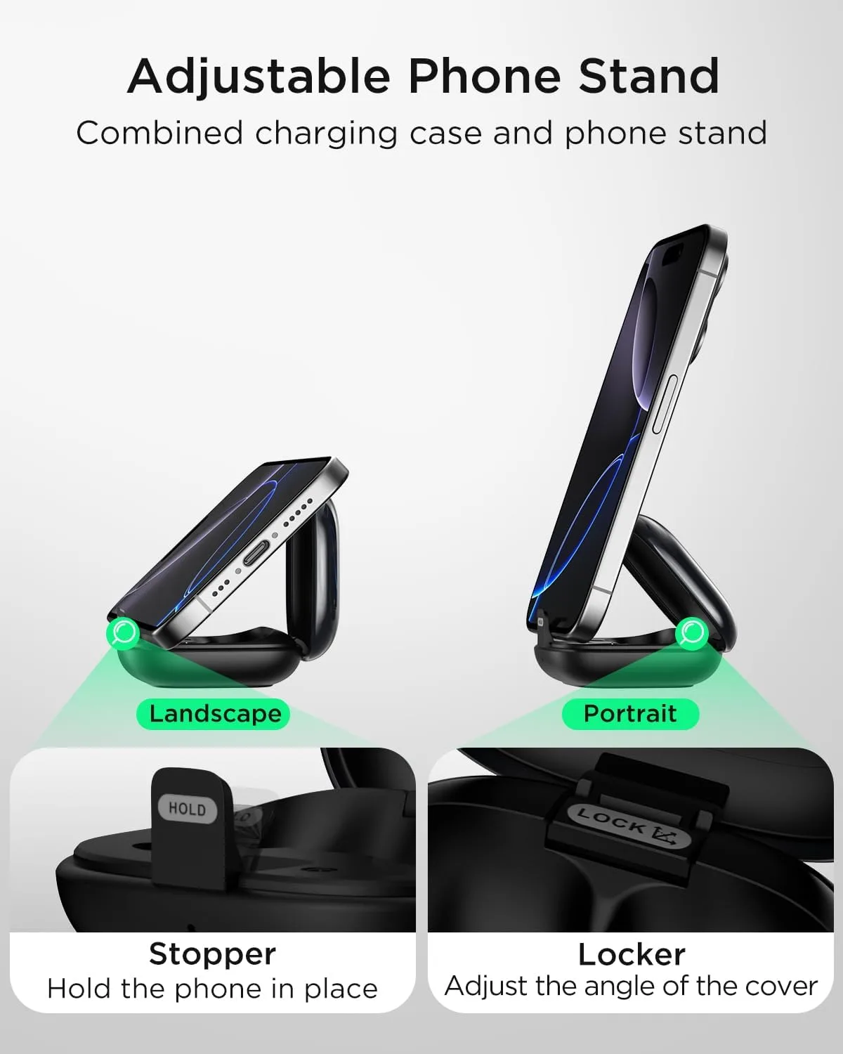 T30 Noise Cancelling Earbuds with Phone Stand, Punchy Bass, 4-Mic, True Wireless Bluetooth 6.0 in Ear Headphones, 28H Playtime, IPX4 (Black)