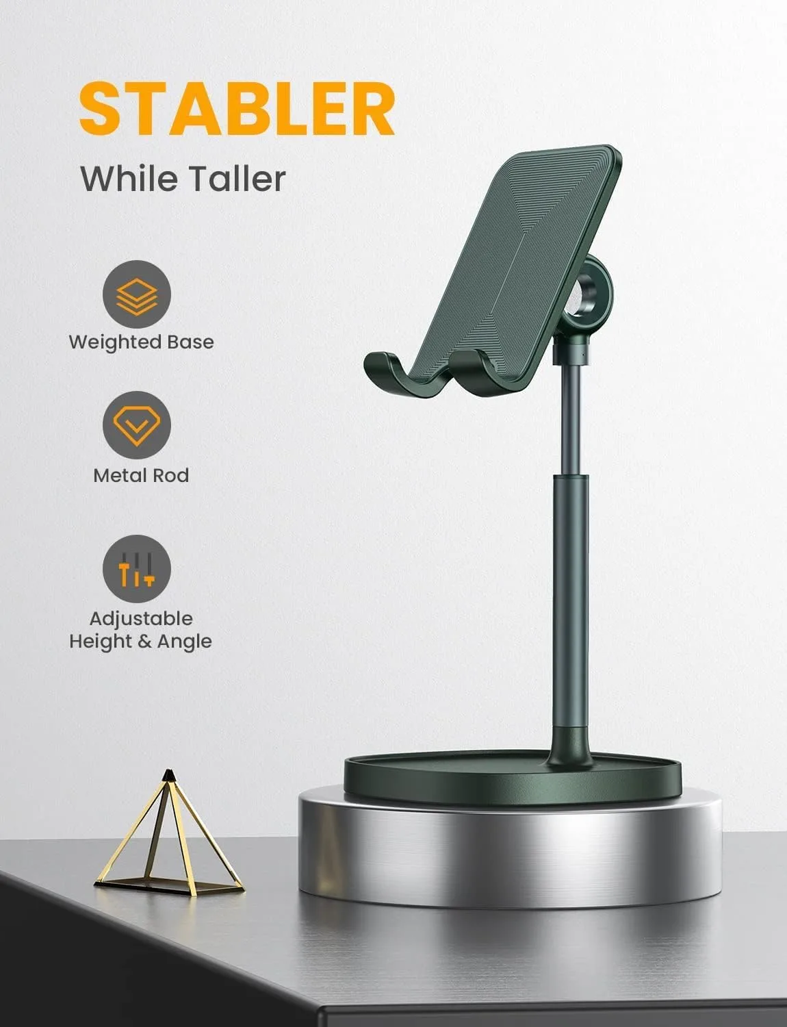 LISEN Cell Phone Stand Adjustable Phone Holer for Desk, Computer Office Desk Accessories for iPhone 16 Holder Women Kitchen Essentials Fits All Mobile Phones Switch Kindle iPads Tablet 4-10in