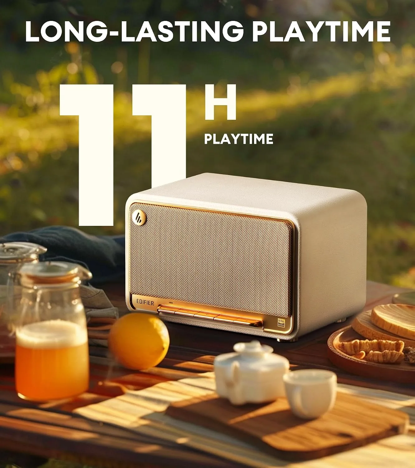 Edifier D32 Retro Wooden Tabletop Wireless Speaker AirPlay2, White