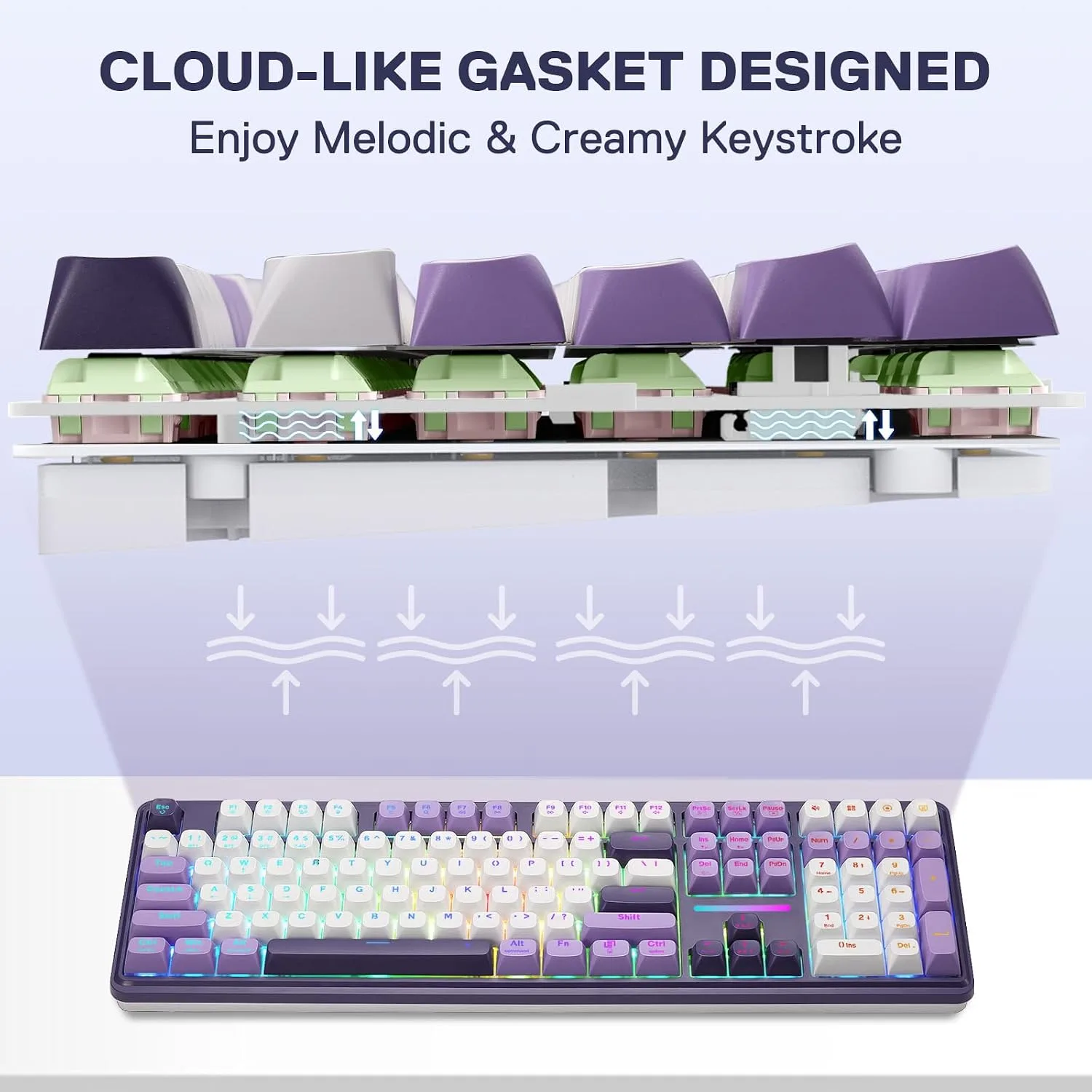Redragon K745 PRO Wireless 108-Key Gasket RGB Gaming Keyboard, 4 Hotkeys