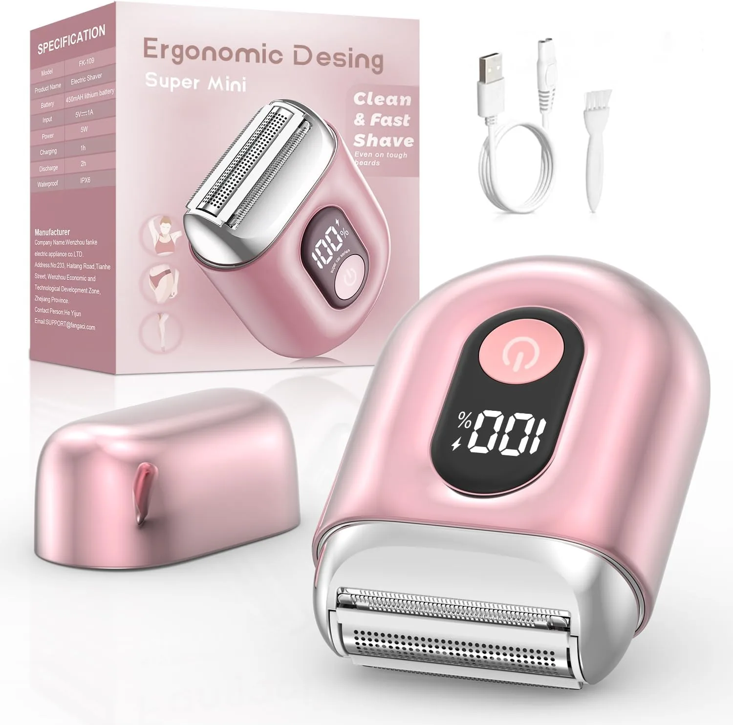 Máquina para afeitar eléctrica inalámbrica Xcdgiogw mini recargable rosa