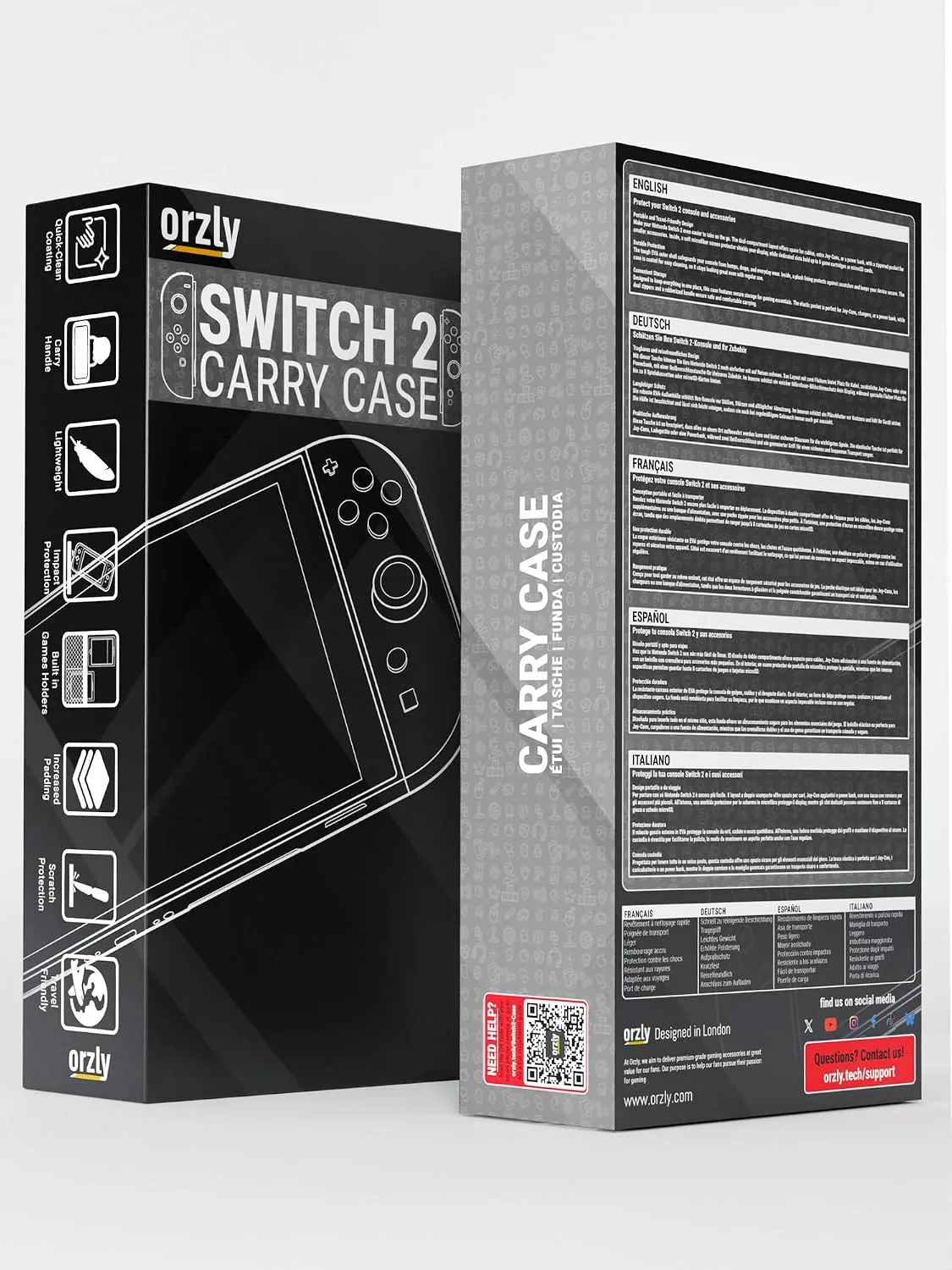Orzly Case Compatible with Nintendo Switch 2 – Protective Travel Carry Case with Screen Padding, Game Card & microSD Slots, Zipped & Open Pockets for Accessories – 7.9" Gift Boxed