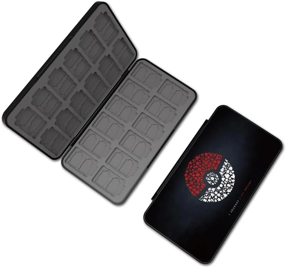 PERFECTSIGHT Switch Game Card Case for Nintendo Switch 2 / Lite/ OLED, Cute 24 Game Holder Cartridge Case for Game Cards and 48 SD Cards, Kawaii Portable Compact Storage Box, Black Ball