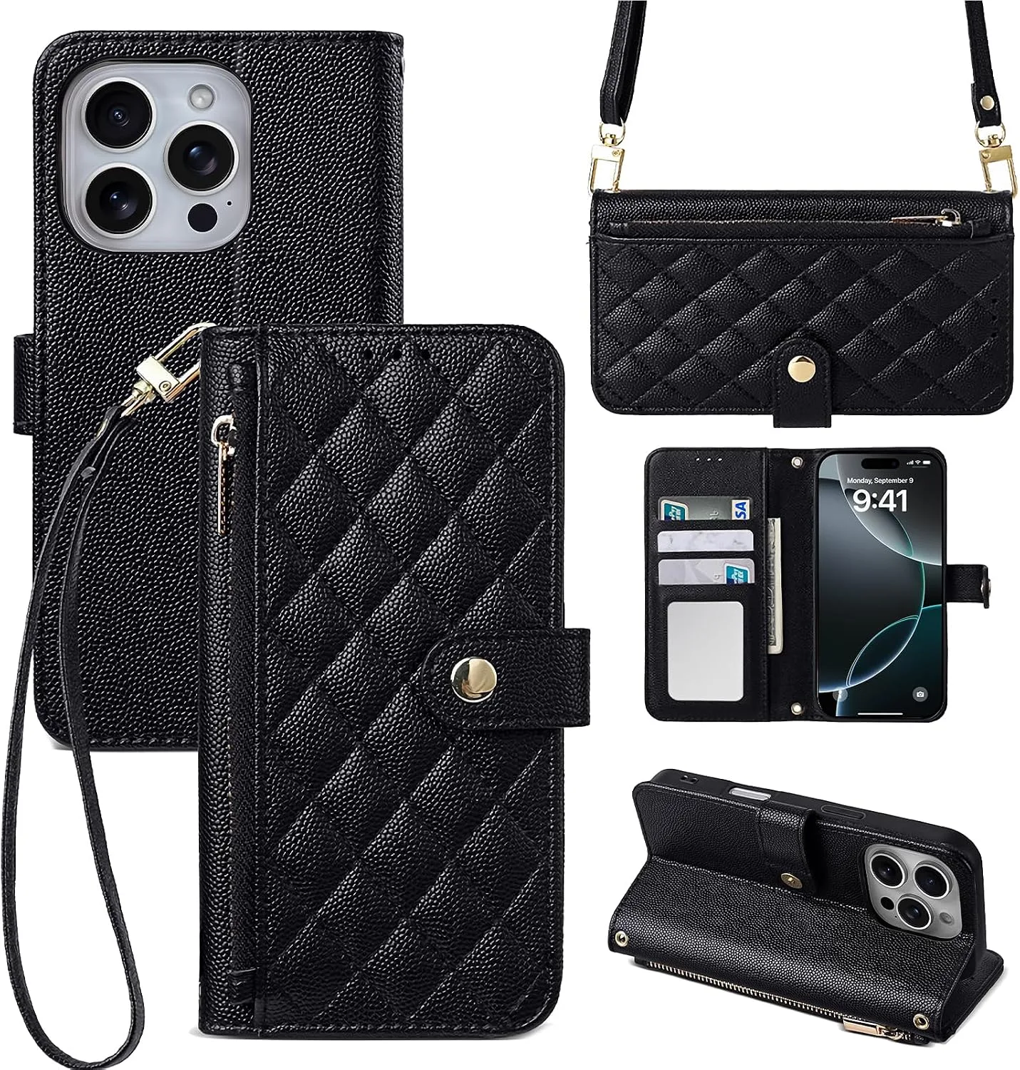 Wallet Phone Case Crafted for iPhone 16 Pro Black