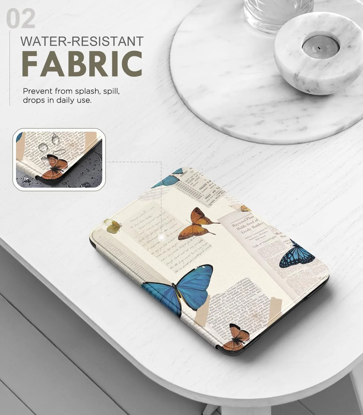 MoKo Case for 6" Amazon Kindle Basic 11th Gen 2024/2022, Vintage Butterfly