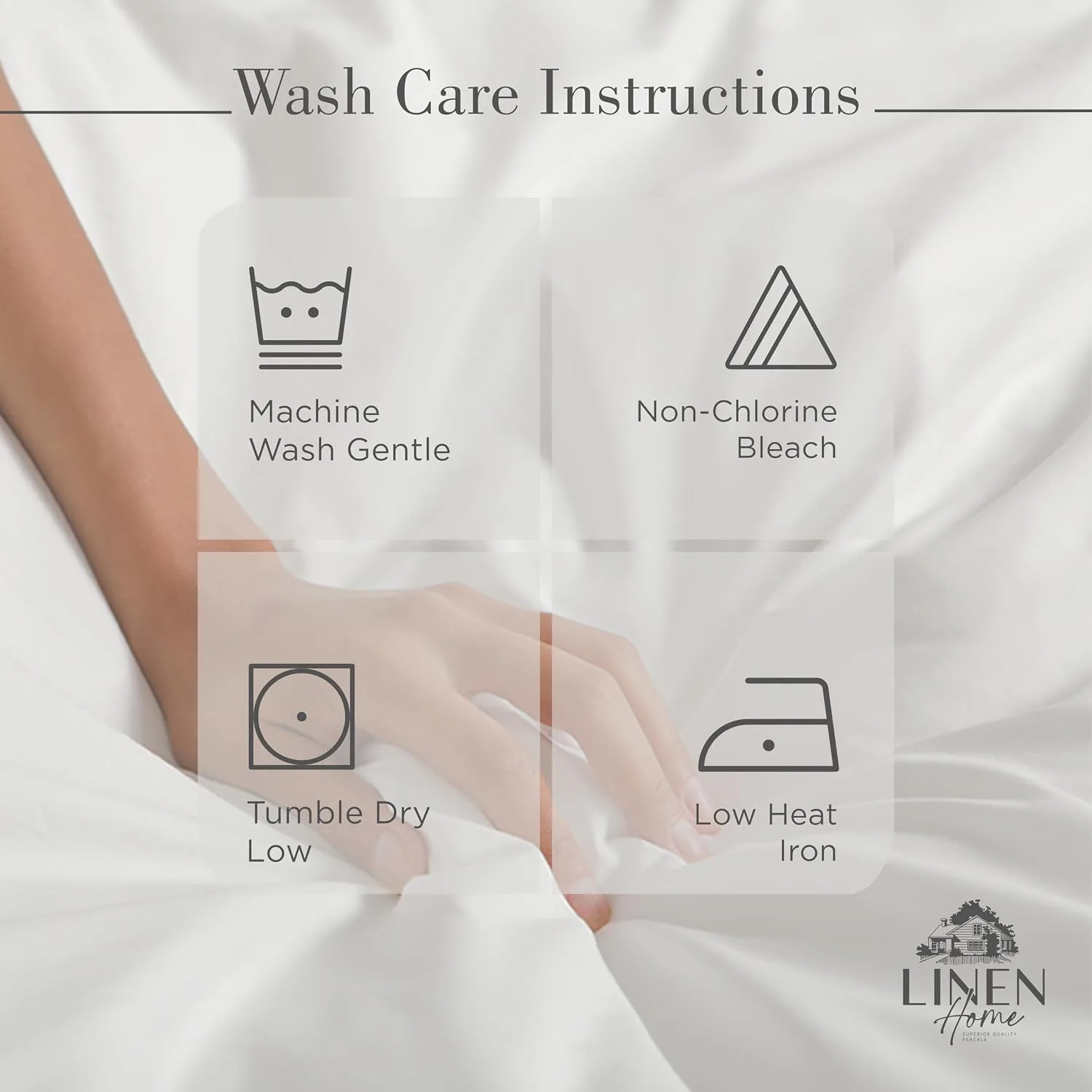 Linen Home 100% Cotton Percale Sheets King, 4 Pc Cooling Set - White