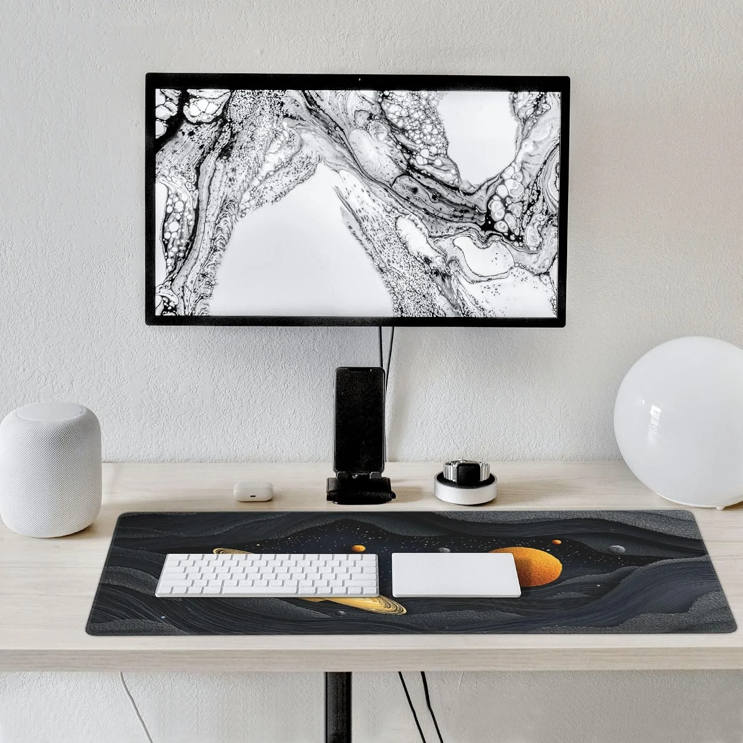 Galactic Space Planet Large Gaming Mouse Pad, Non-Slip Rubber Base, Desk Keyboard Mat, 35.4" x 15.7", Gift for Teens