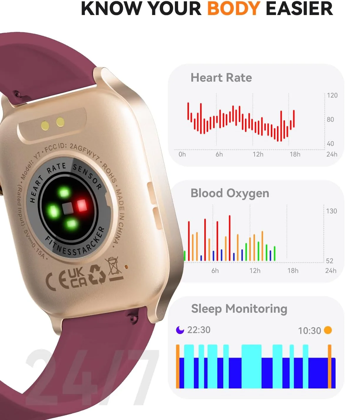 Smart Watches for Women Men, Fitness Tracker Watch with 110 Sports Modes, Step Counter/Sleep Monitor/Pedometer, IP68 Waterproof, Bluetooth Call & Music Control Smartwatch for iPhone/Android,Wine Red