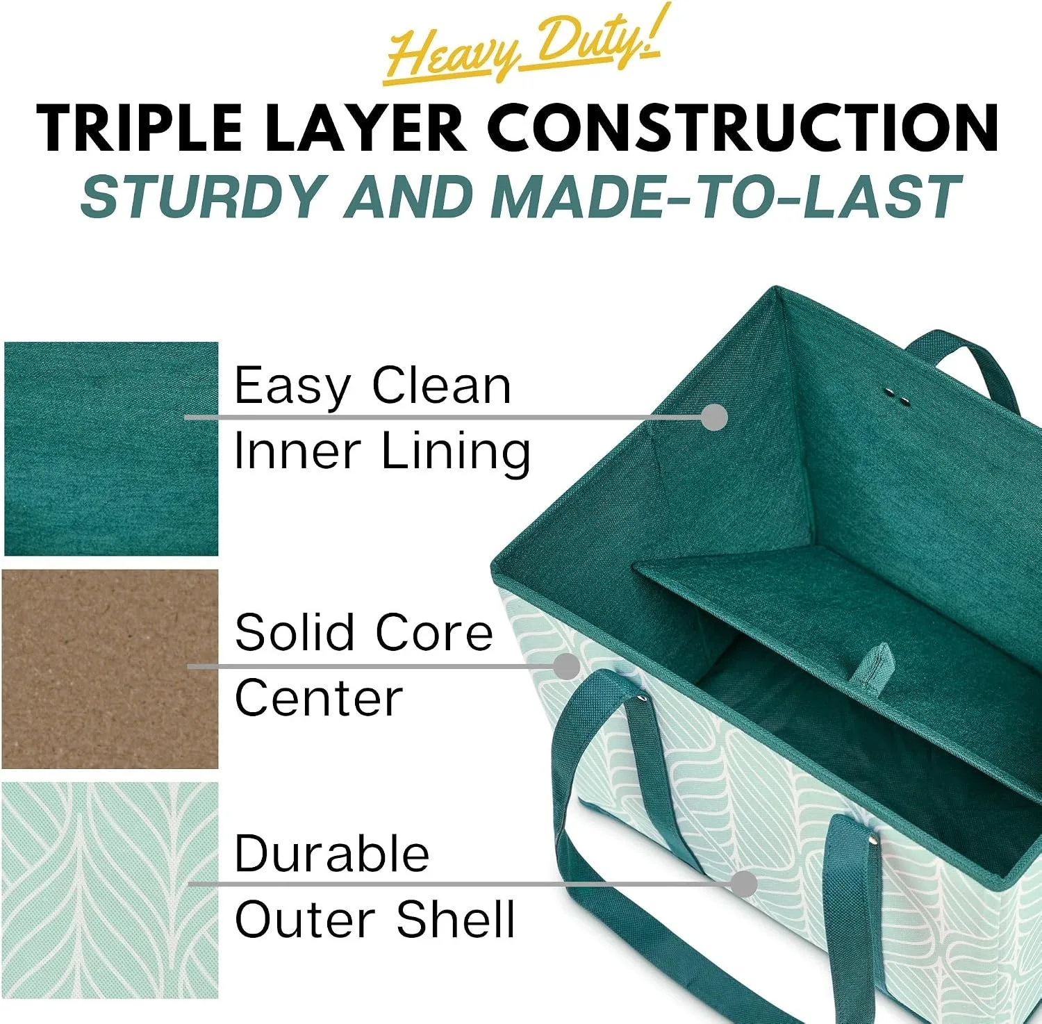 Reusable Grocery Bags (3 Pack) – Heavy Duty Reusable Shopping Bags, Green