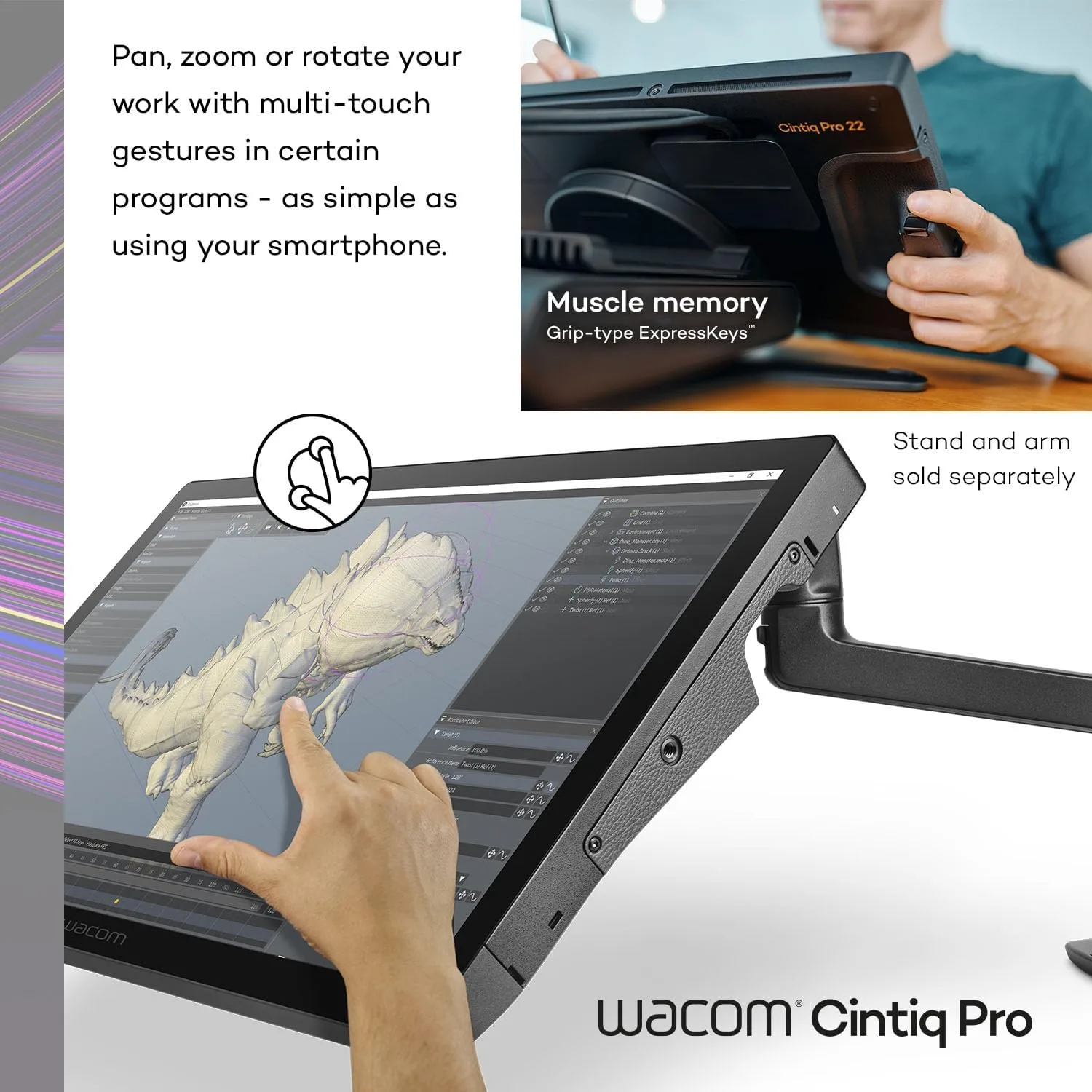 Wacom Cintiq Pro 22, Drawing Tablet with 4K 120 Hz Touchscreen & ProPen 3