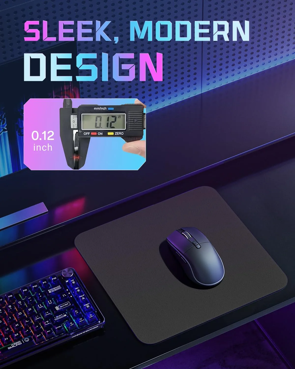 Glass Gaming Mouse Pad, 16.2 x 12.2 Inch, Black