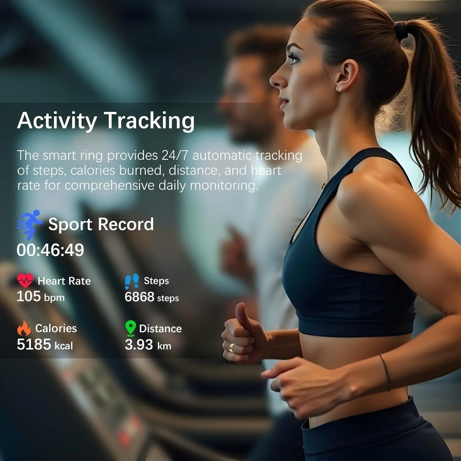 Smart Ring for Women Men, Fitness Ring with Heart Rate, Blood Oxygen,Stress, Sleep Tracker, Step Tracker, Fit Ring No Subscription Fee, IP68 Waterproof Smart Ring for iPhone & Android (Gold, 9#)