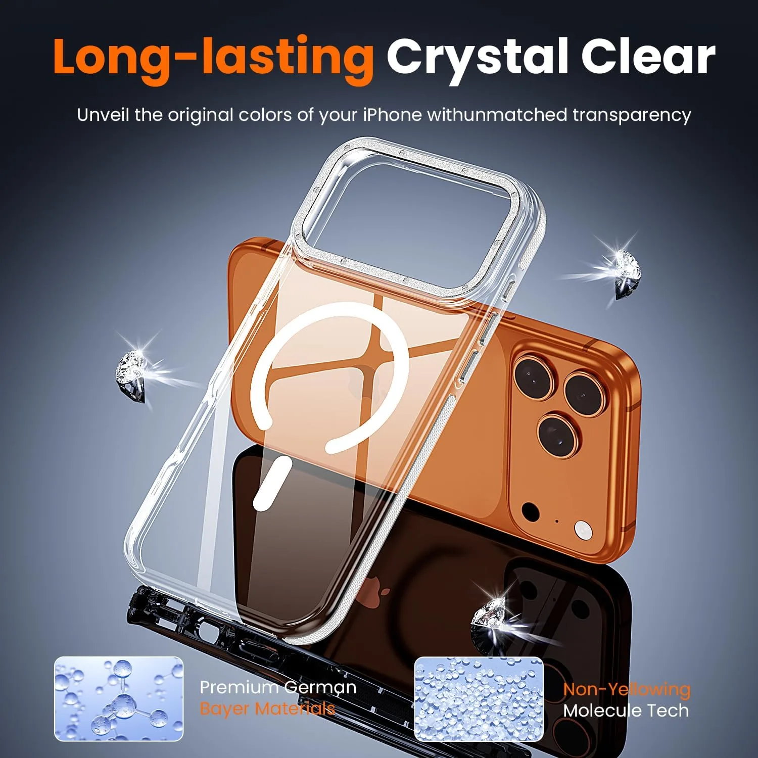 toushion 3 in 1 for iPhone 17 Pro Max Case Clear Bumper