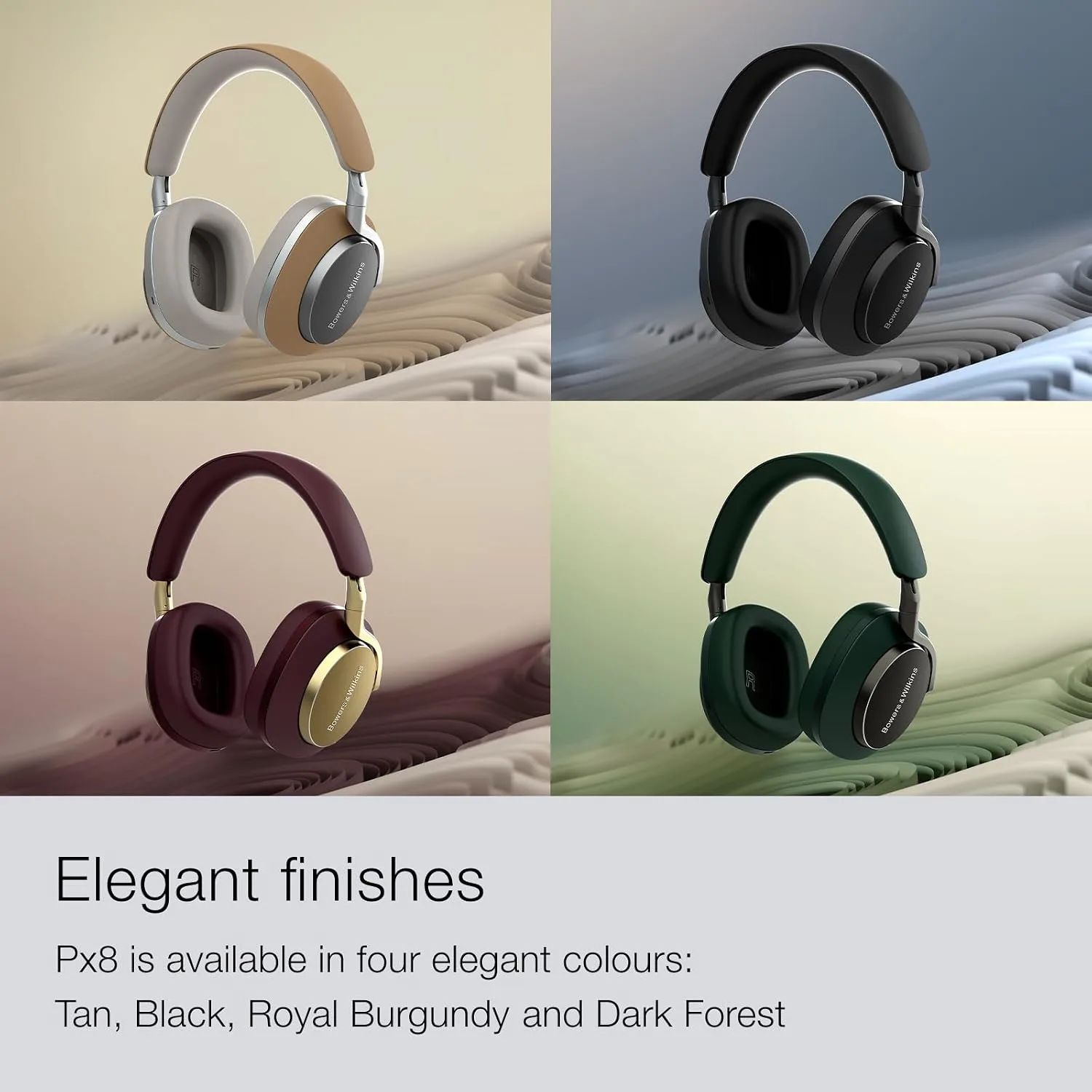 Bowers & Wilkins Px8 Over-Ear Wireless Headphones, Black, Nappa Leather