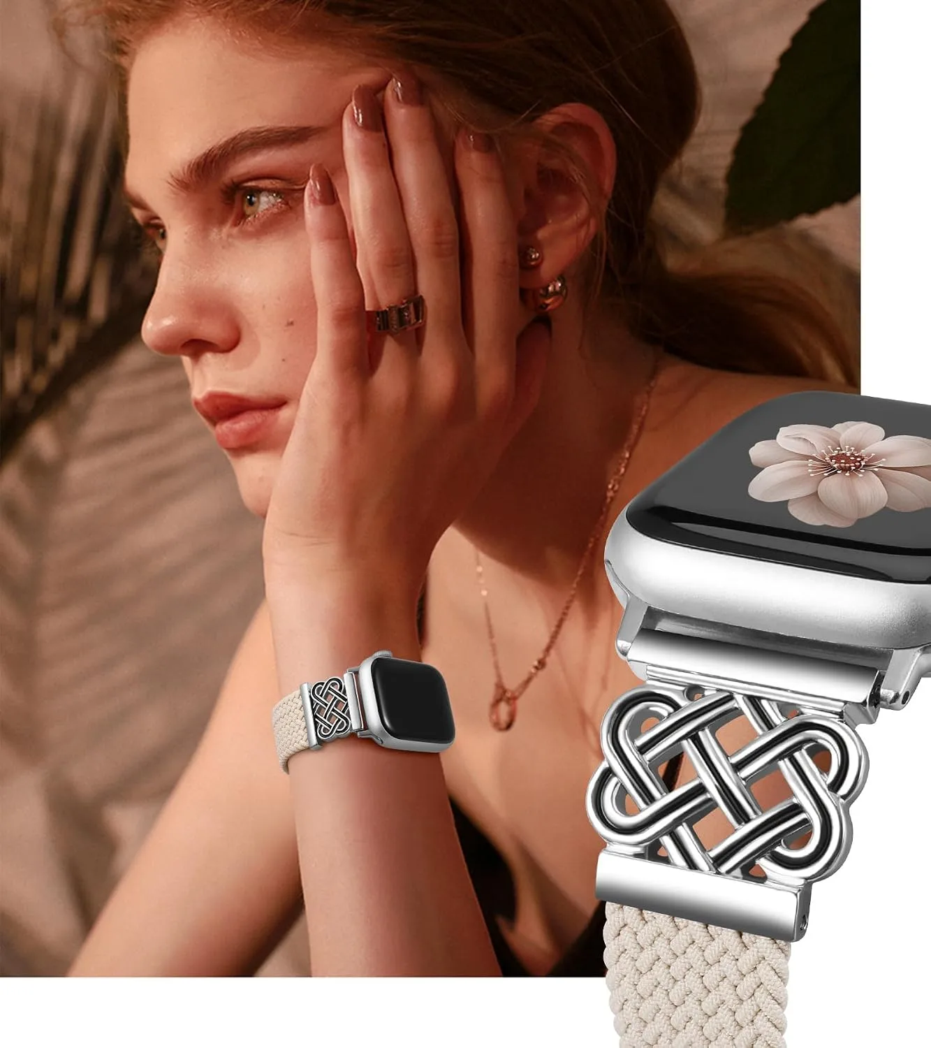 Braided Stretchy Band with Magnetic Clasp for Apple Watch Bands Women Men